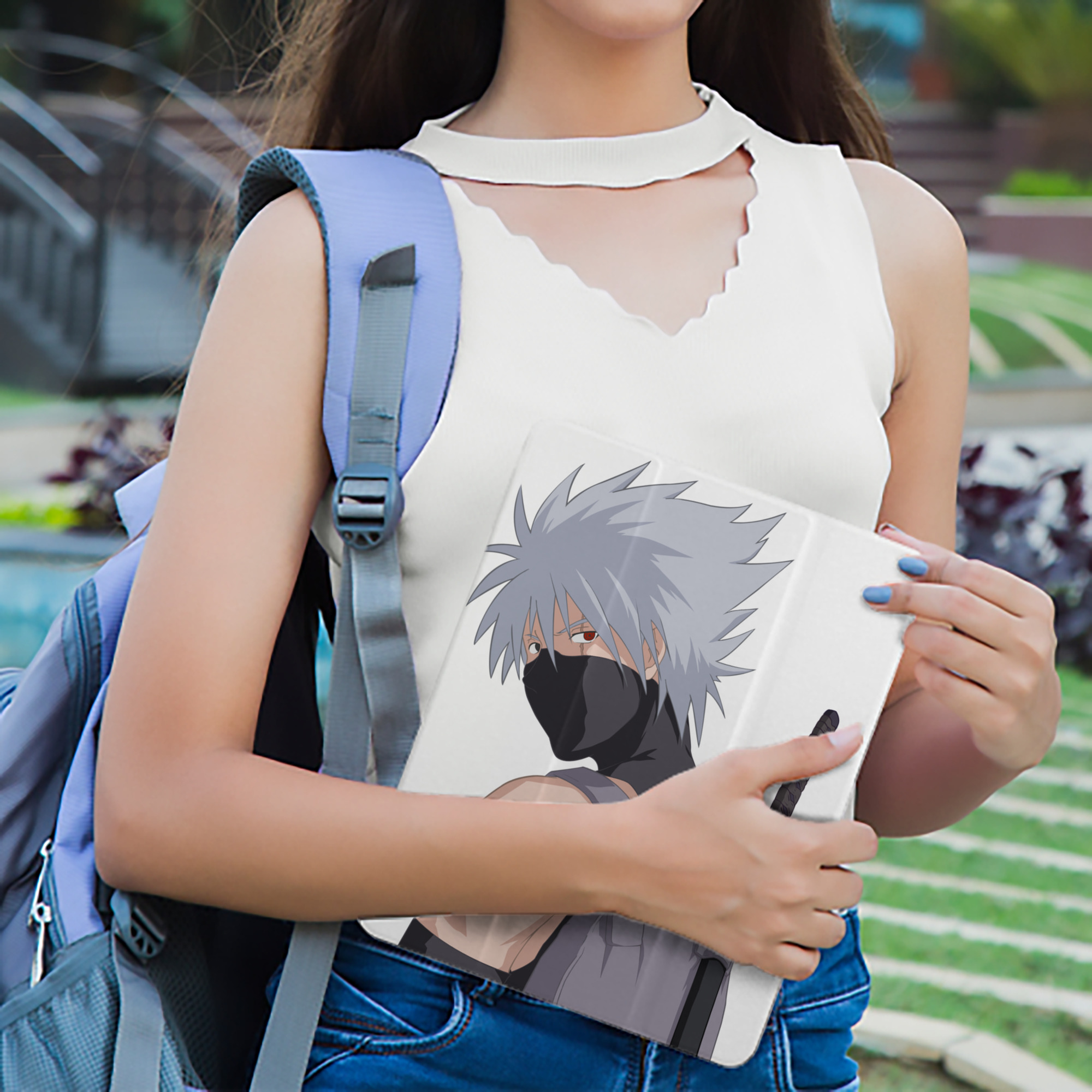NARUTO -ナルト- はたけ カカシ Hatake Kakashi IPad ケース ペン収納付き 三つ折りスタンド PUレザー×シリコン 対応機種9.5/10.5/10.9インチ