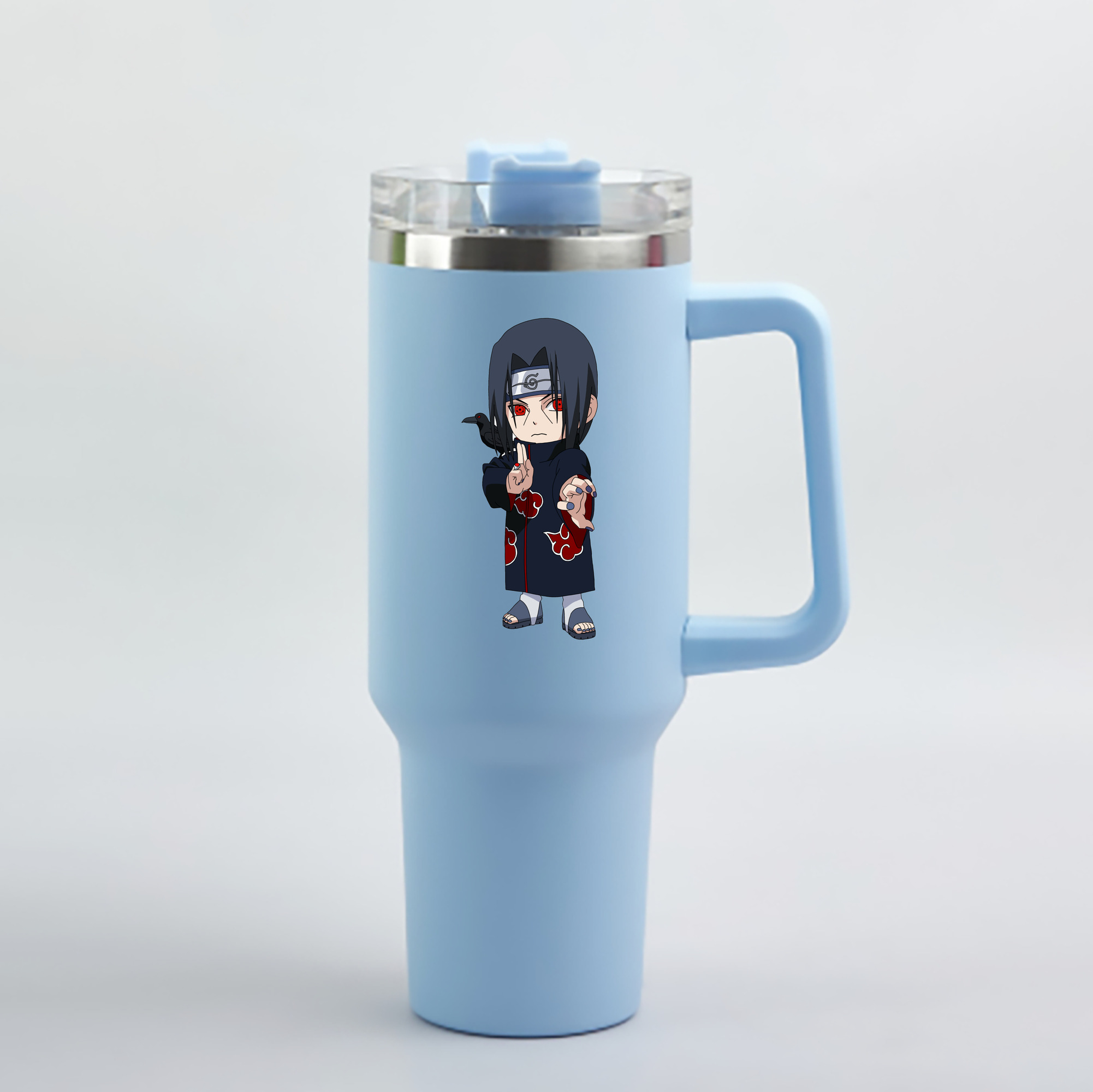 （画像用） NARUTO -ナルト- うちは イタチ Uchiha Itachi 1200mL車用タンブラー - クリスタルステッカー（プラスチックストロー付き）