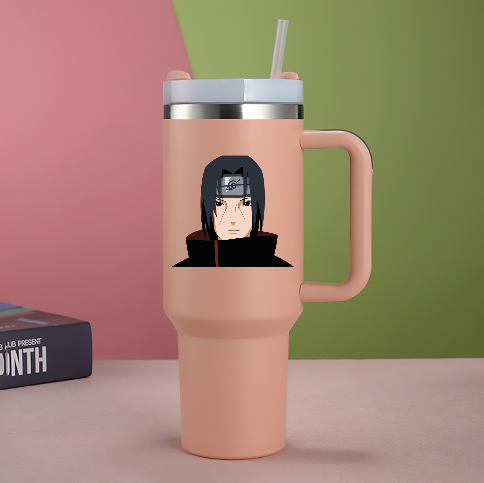 （画像用） NARUTO -ナルト- うちは イタチ Uchiha Itachi 1200mL車用タンブラー - クリスタルステッカー（プラスチックストロー付き）