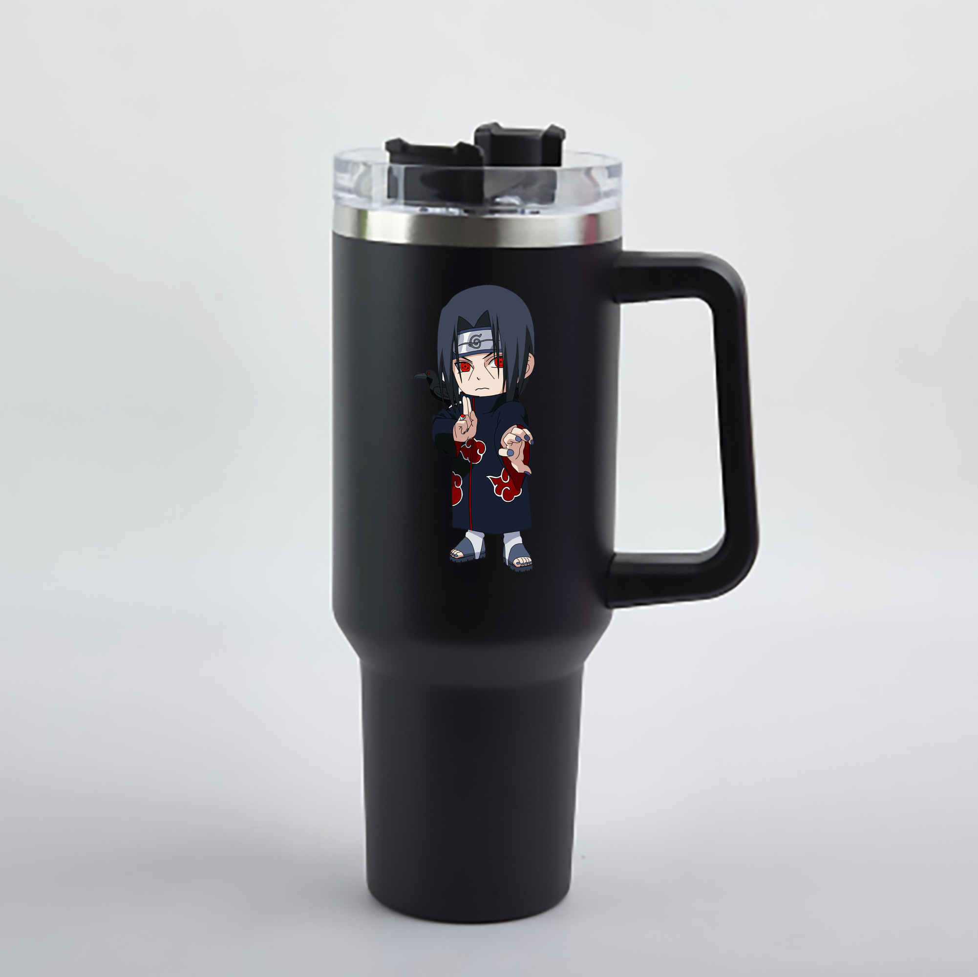 （画像用） NARUTO -ナルト- うちは イタチ Uchiha Itachi 1200mL車用タンブラー - クリスタルステッカー（プラスチックストロー付き）