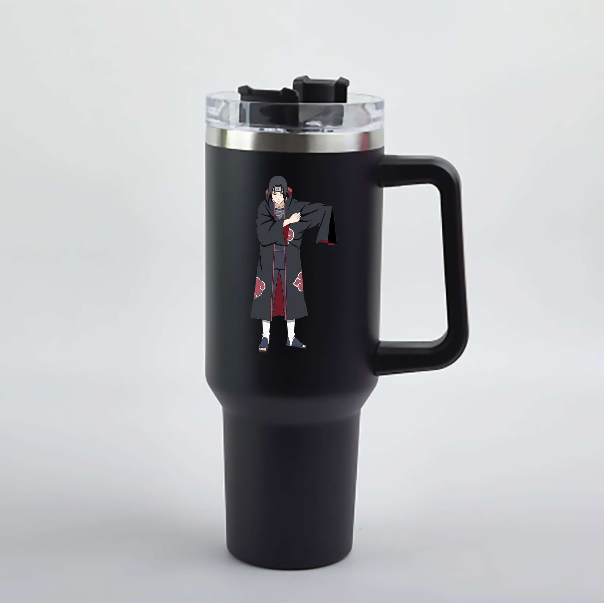 （画像用） NARUTO -ナルト- うちは イタチ Uchiha Itachi 1200mL車用タンブラー - クリスタルステッカー（プラスチックストロー付き）