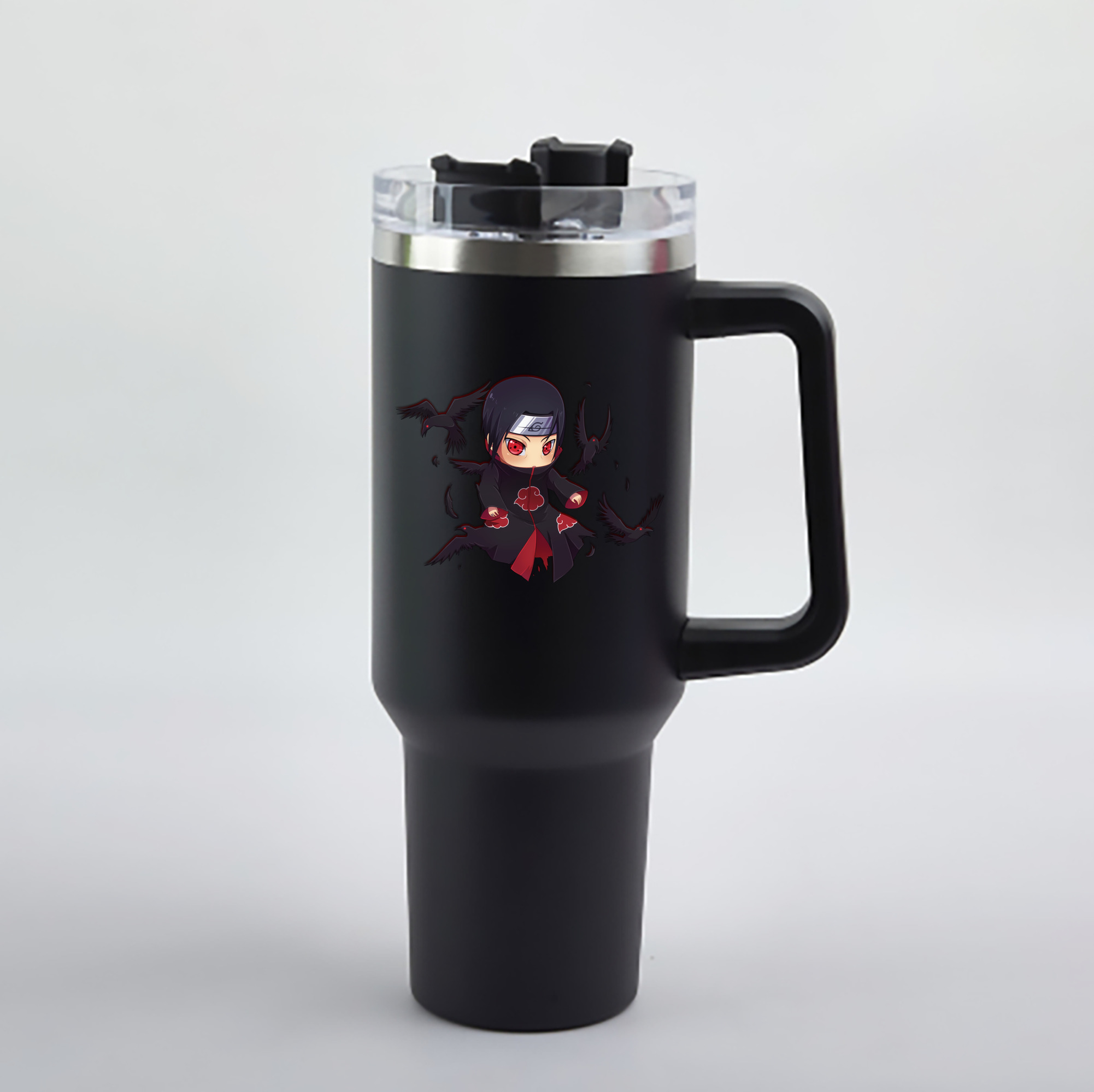 （画像用） NARUTO -ナルト- うちは イタチ Uchiha Itachi 1200mL車用タンブラー - クリスタルステッカー（プラスチックストロー付き）