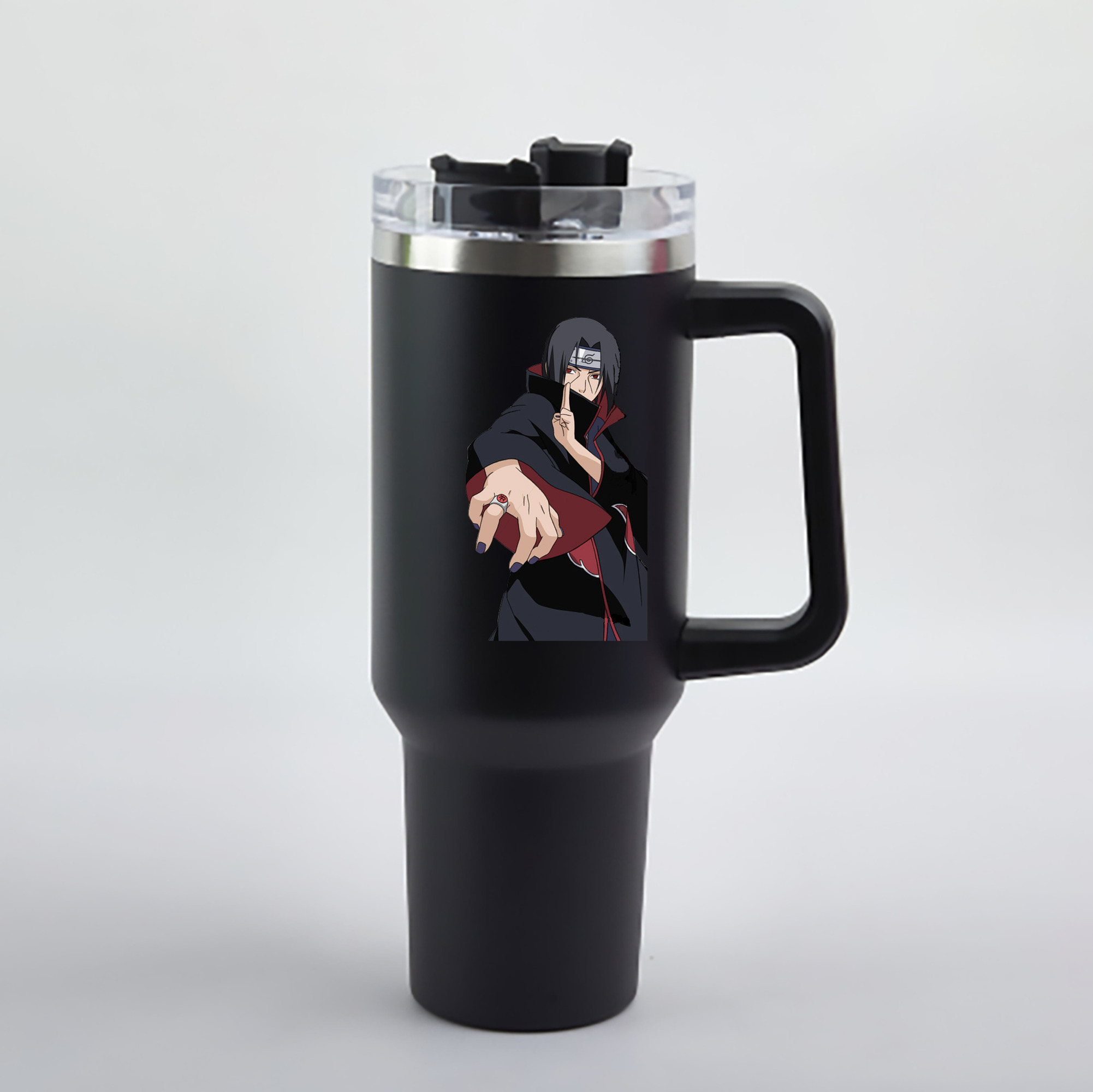 （画像用） NARUTO -ナルト- うちは イタチ Uchiha Itachi 1200mL車用タンブラー - クリスタルステッカー（プラスチックストロー付き）