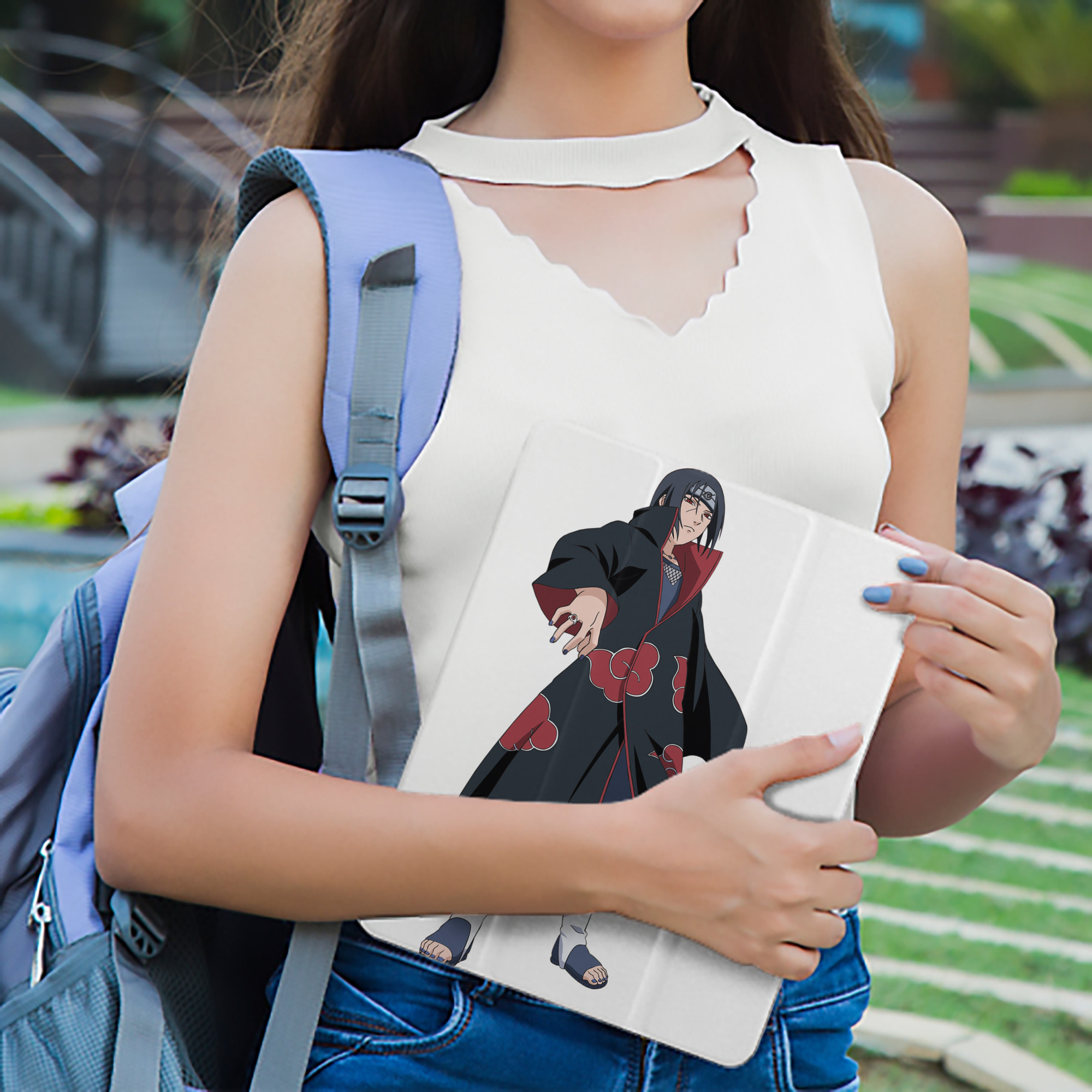 NARUTO -ナルト- うちは イタチ Uchiha Itachi IPad ケース ペン収納付き 三つ折りスタンド PUレザー×シリコン 対応機種9.5/10.5/10.9インチ
