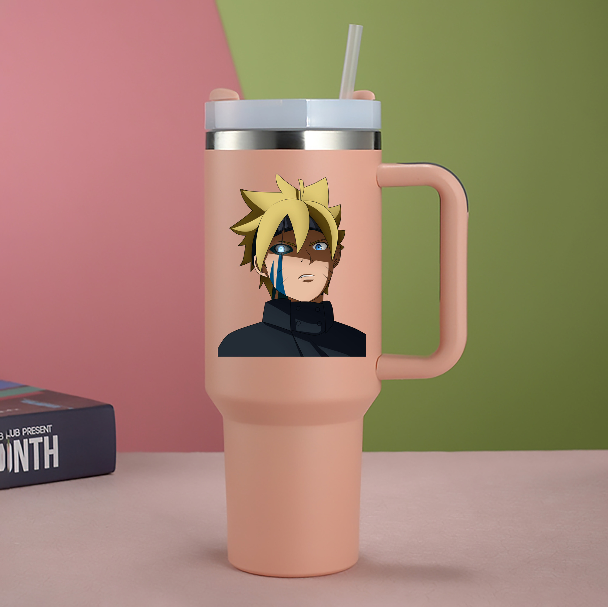 （画像用） NARUTO -ナルト- うずまき ボルト Uzumaki Boruto 1200mL車用タンブラー - クリスタルステッカー（プラスチックストロー付き）