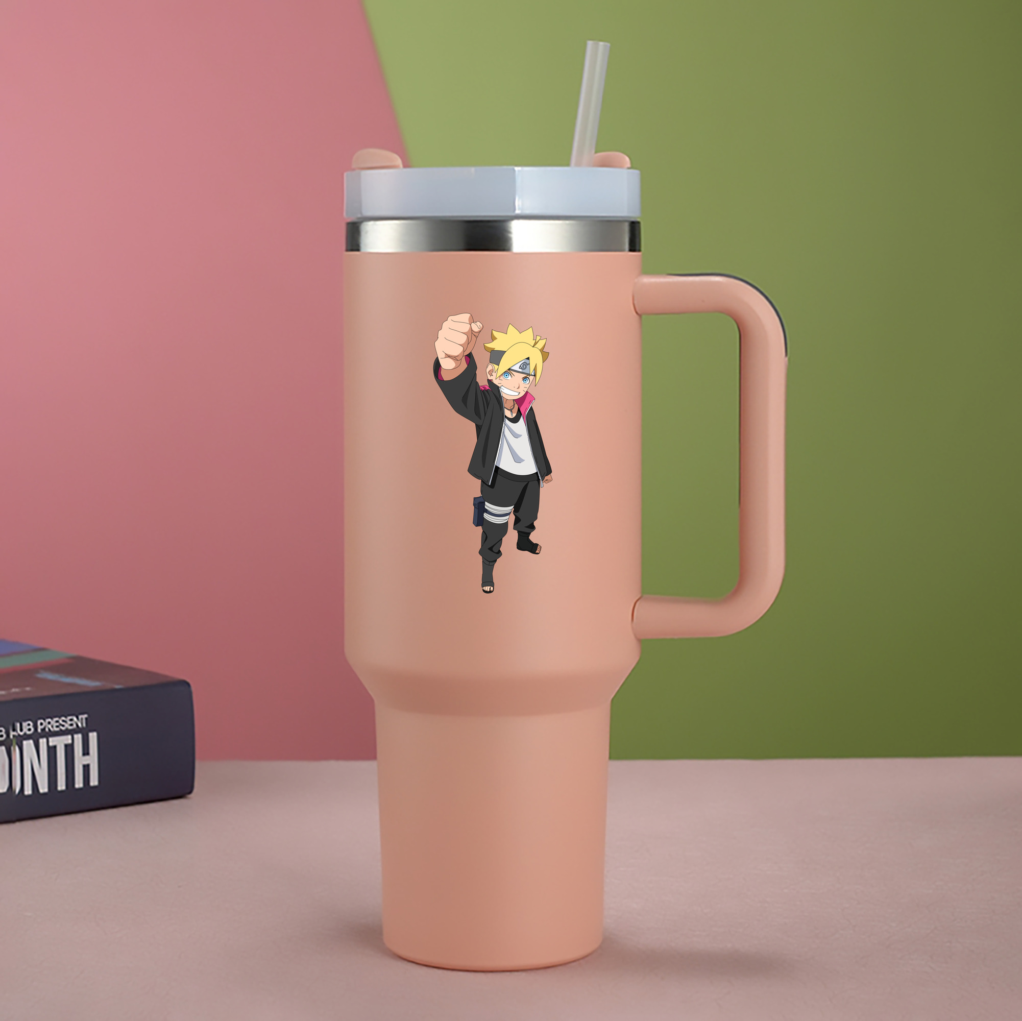 （画像用） NARUTO -ナルト- うずまき ボルト Uzumaki Boruto 1200mL車用タンブラー - クリスタルステッカー（プラスチックストロー付き）