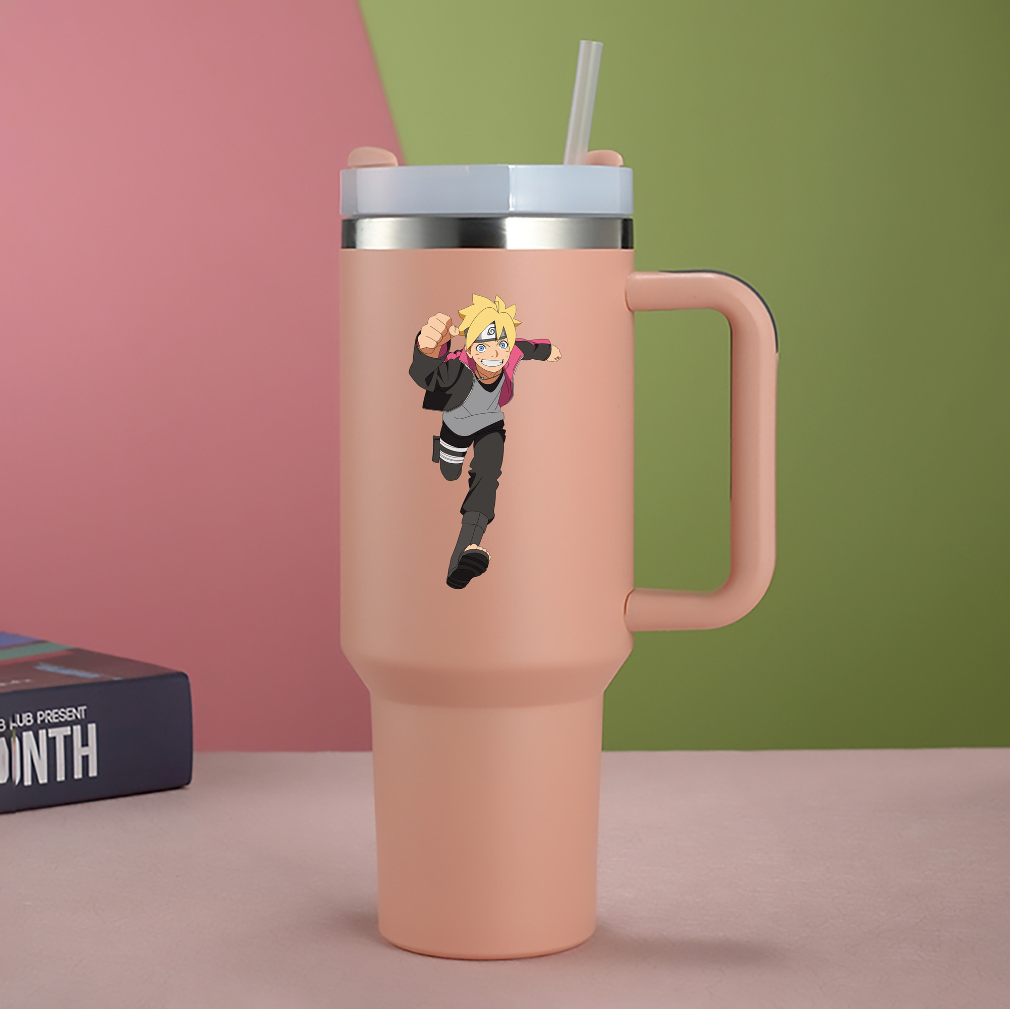 （画像用） NARUTO -ナルト- うずまき ボルト Uzumaki Boruto 1200mL車用タンブラー - クリスタルステッカー（プラスチックストロー付き）