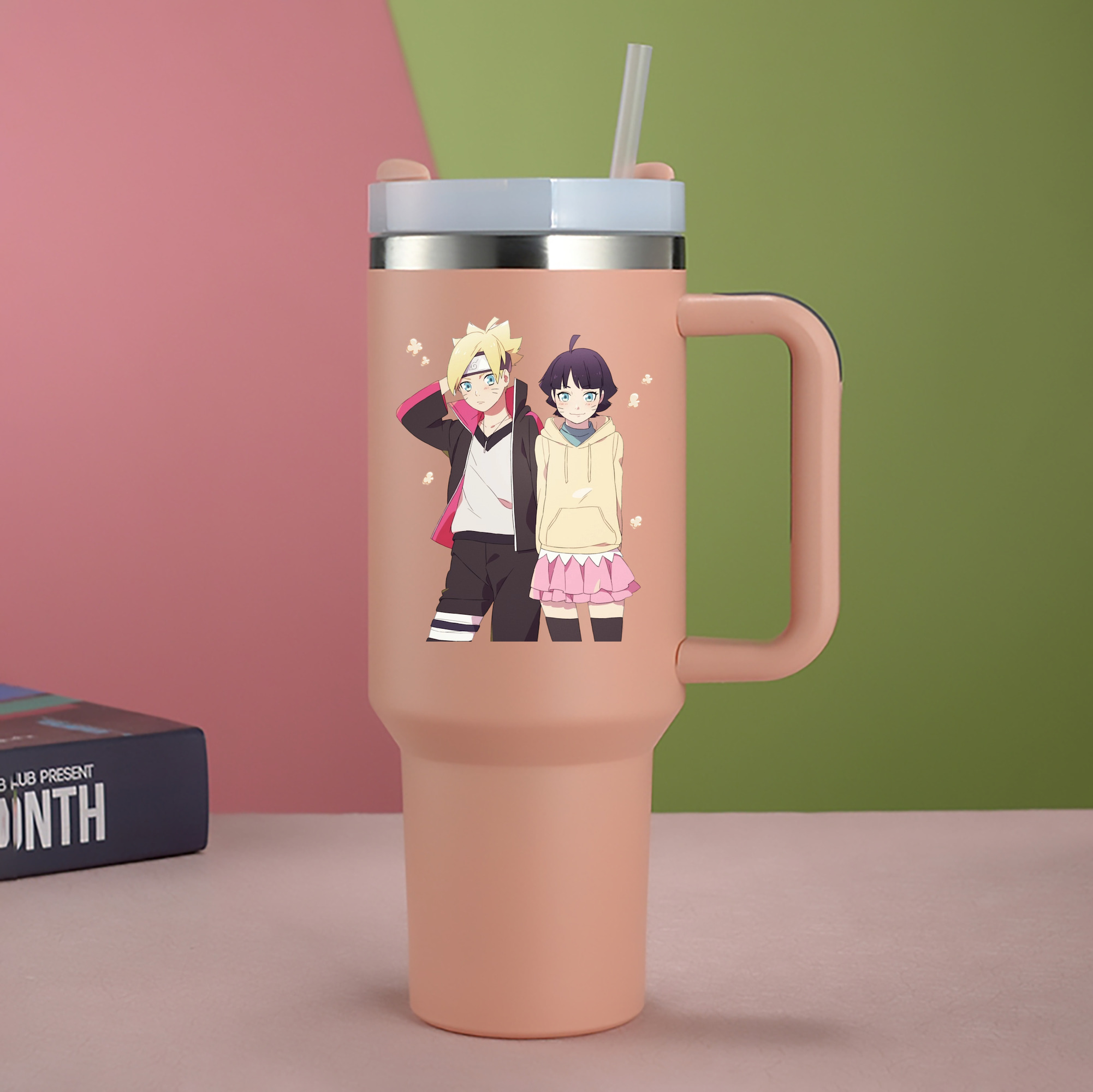 （画像用） NARUTO -ナルト- うずまき ボルト Uzumaki Boruto 1200mL車用タンブラー - クリスタルステッカー（プラスチックストロー付き）