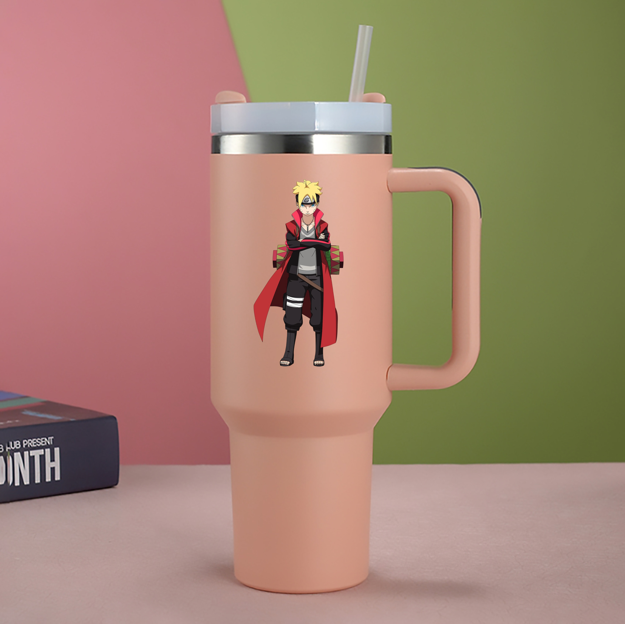 （画像用） NARUTO -ナルト- うずまき ボルト Uzumaki Boruto 1200mL車用タンブラー - クリスタルステッカー（プラスチックストロー付き）
