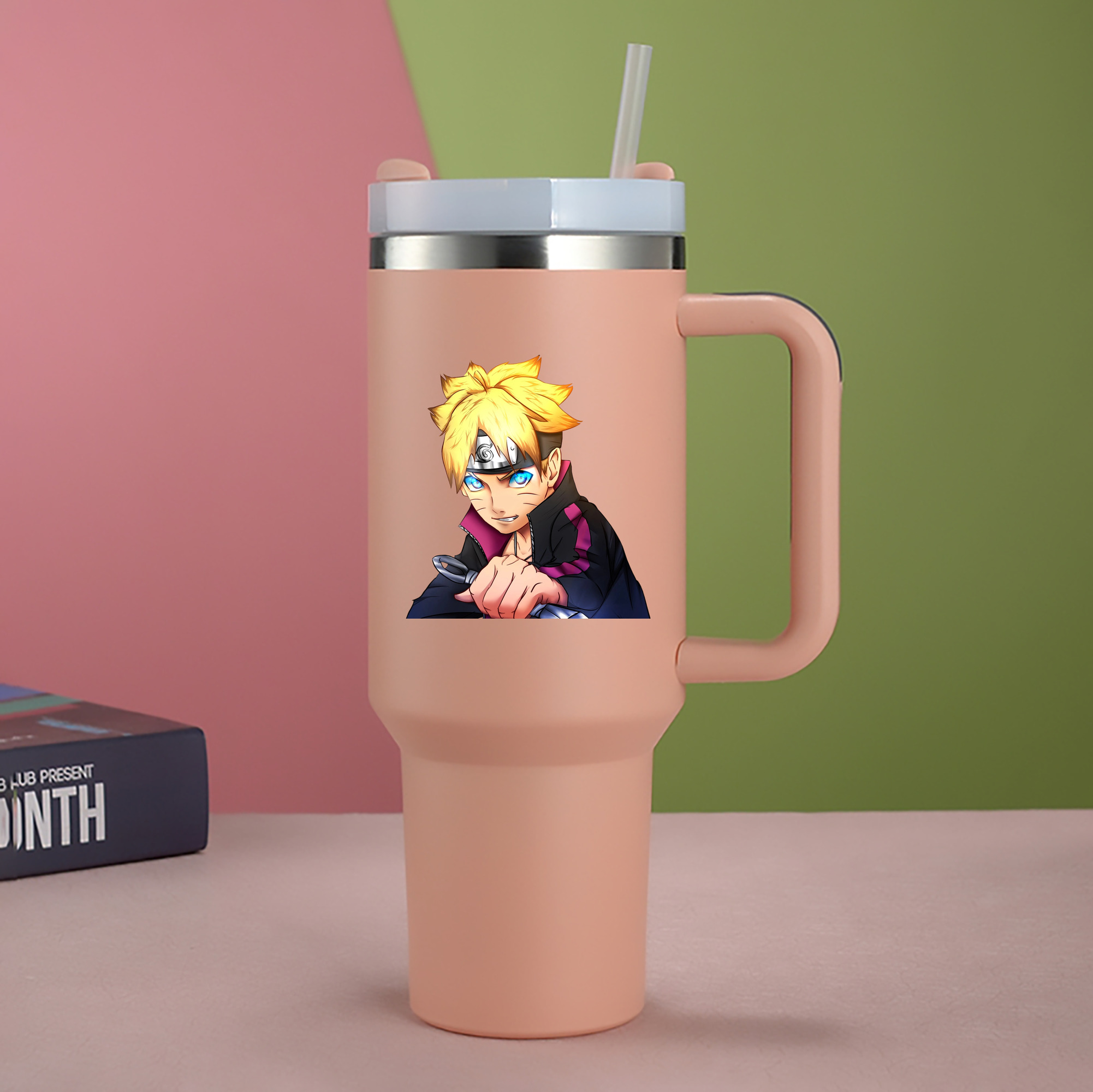 （画像用） NARUTO -ナルト- うずまき ボルト Uzumaki Boruto 1200mL車用タンブラー - クリスタルステッカー（プラスチックストロー付き）