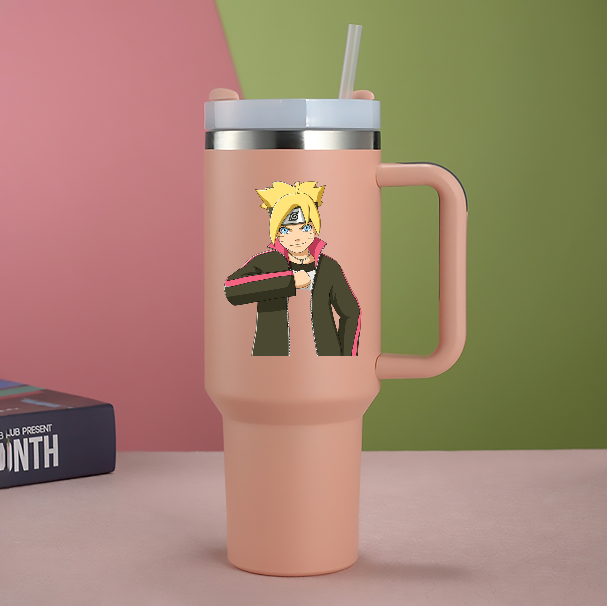 （画像用） NARUTO -ナルト- うずまき ボルト Uzumaki Boruto 1200mL車用タンブラー - クリスタルステッカー（プラスチックストロー付き）