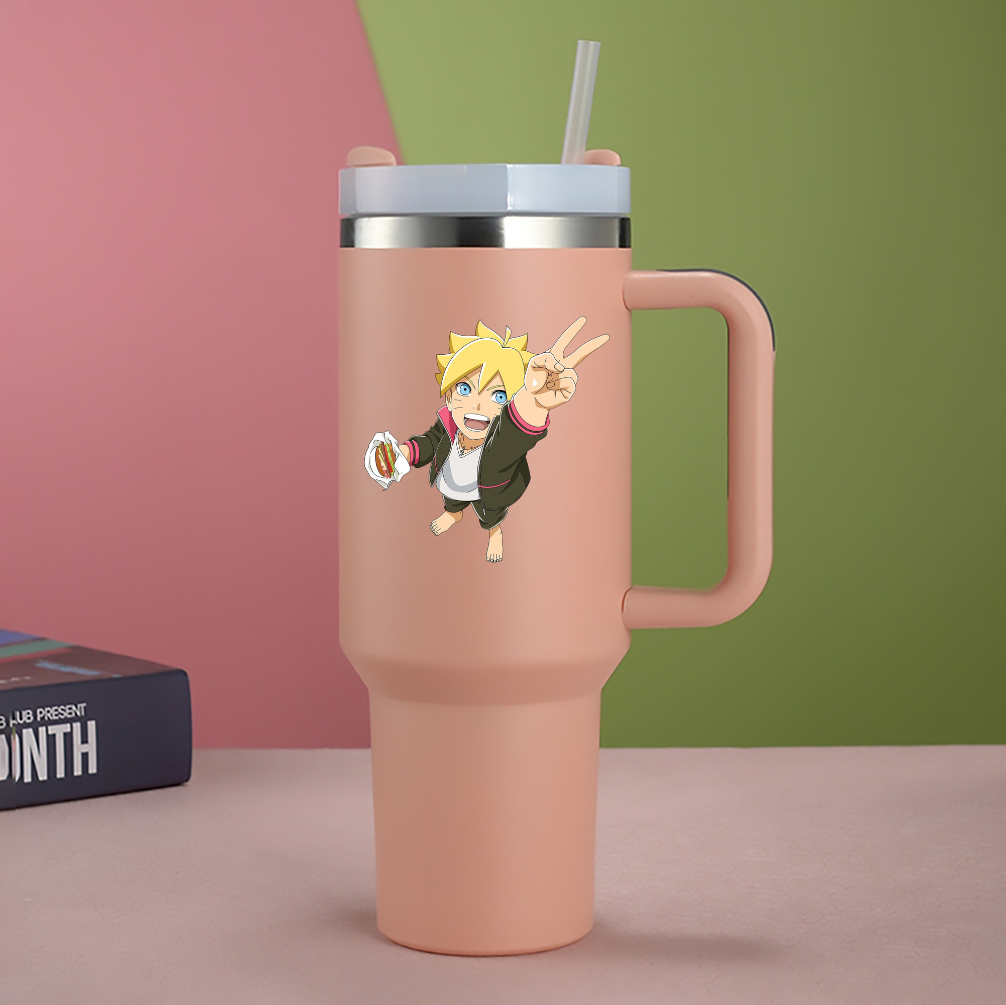 （画像用） NARUTO -ナルト- うずまき ボルト Uzumaki Boruto 1200mL車用タンブラー - クリスタルステッカー（プラスチックストロー付き）