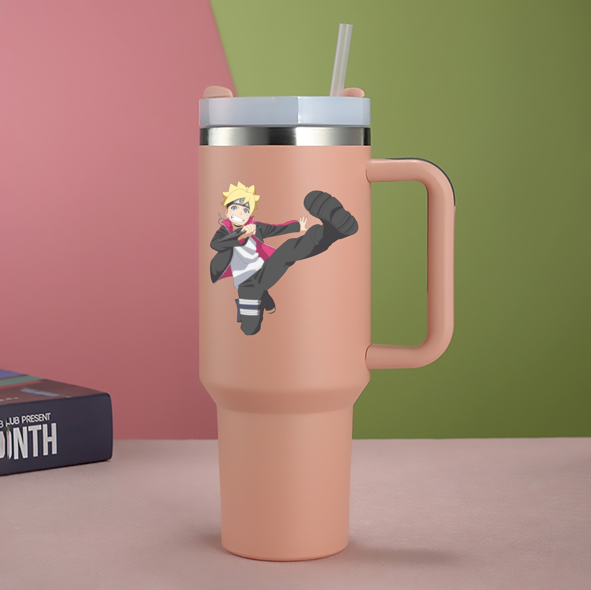 （画像用） NARUTO -ナルト- うずまき ボルト Uzumaki Boruto 1200mL車用タンブラー - クリスタルステッカー（プラスチックストロー付き）