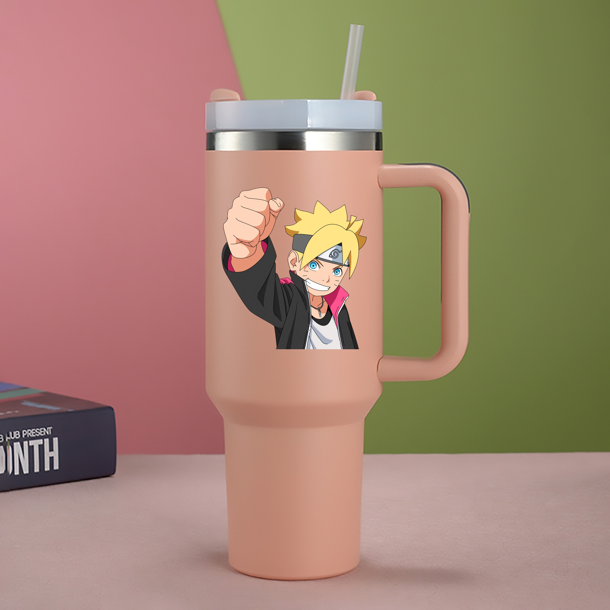 （画像用） NARUTO -ナルト- うずまき ボルト Uzumaki Boruto 1200mL車用タンブラー - クリスタルステッカー（プラスチックストロー付き）