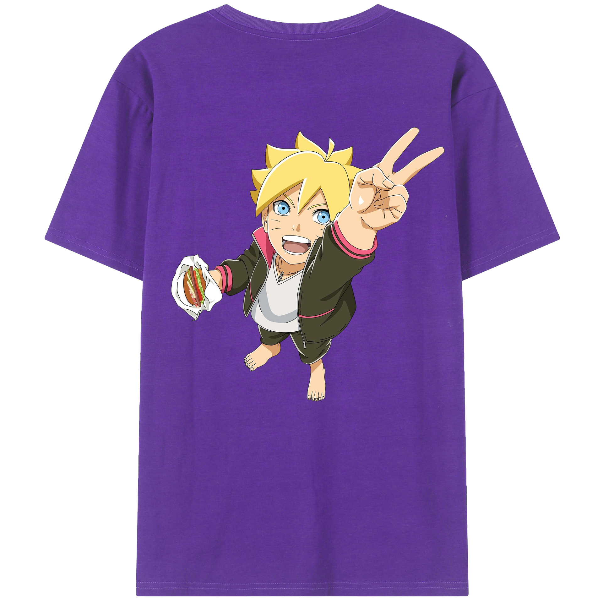 （画像用） NARUTO -ナルト- うずまき ボルト Uzumaki Boruto 綿100％半袖Tシャツ（背面プリント）