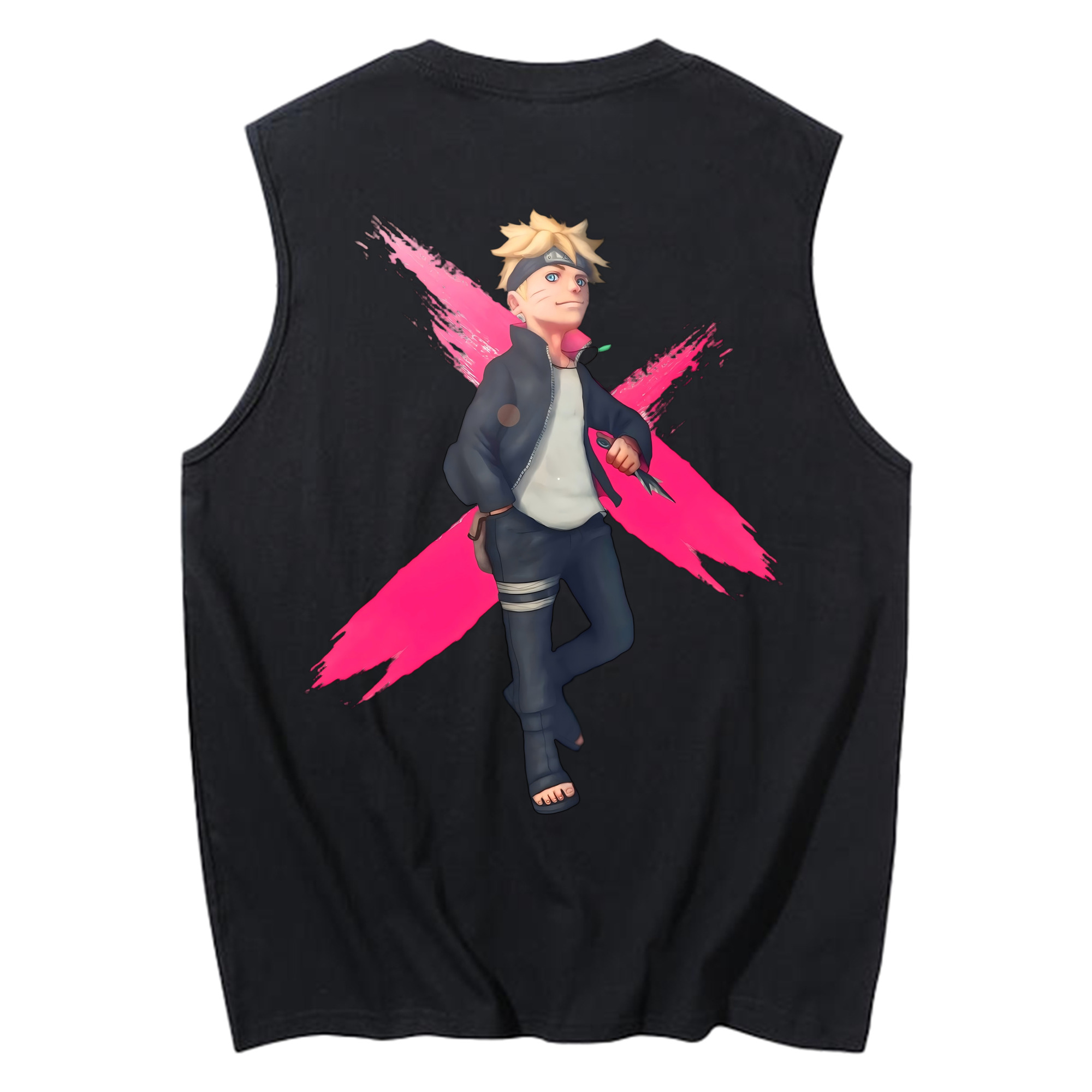 （画像用） NARUTO -ナルト- うずまき ボルト Uzumaki Boruto コットン100％タンクトップ（背面プリント）
