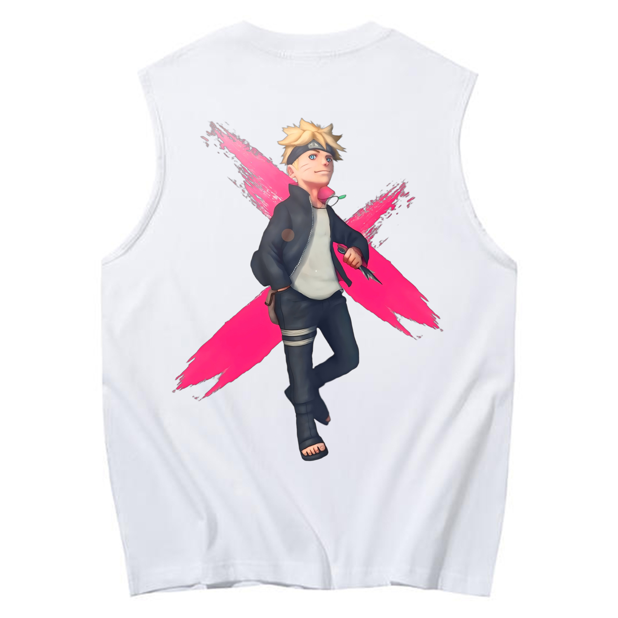 （画像用） NARUTO -ナルト- うずまき ボルト Uzumaki Boruto コットン100％タンクトップ（背面プリント）