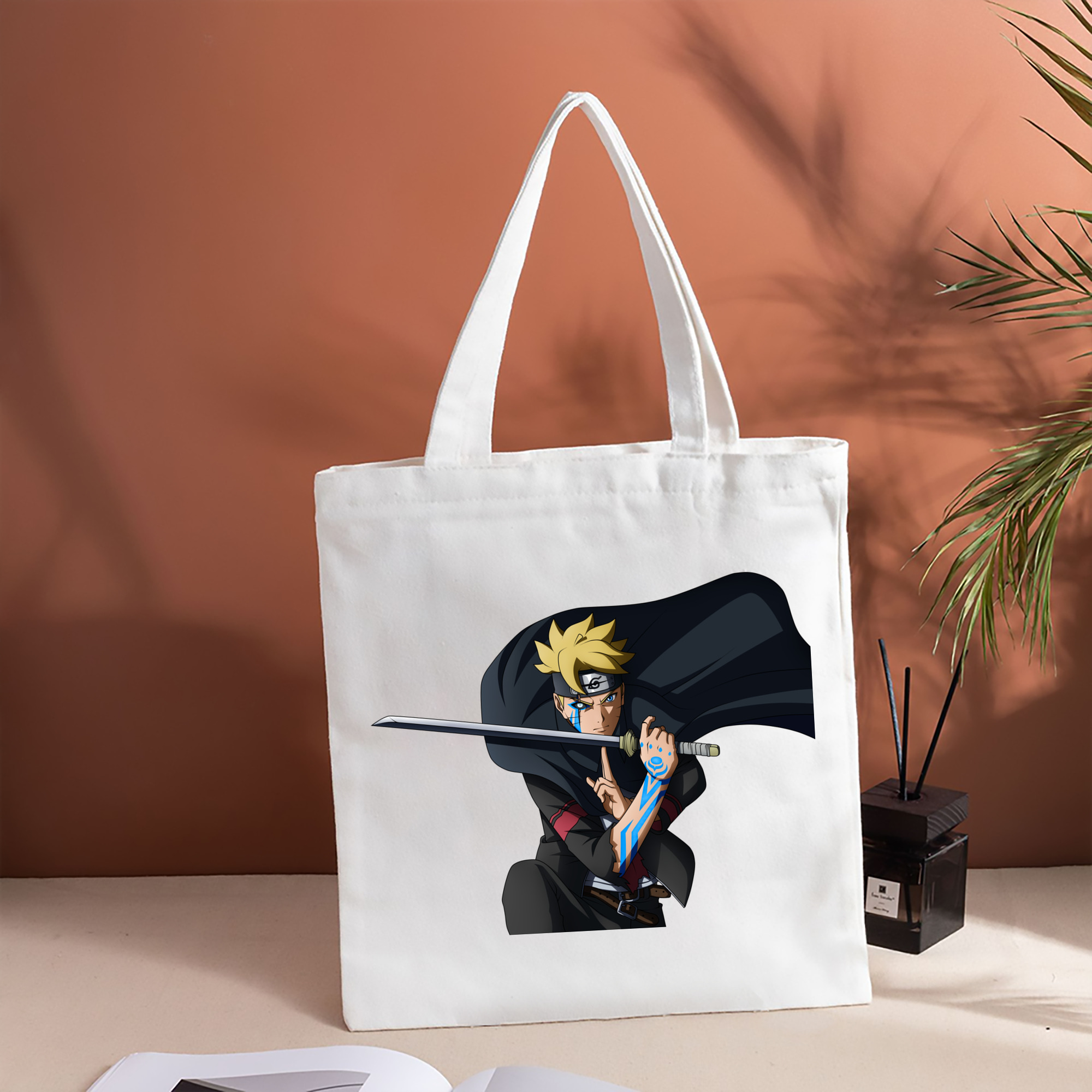 NARUTO -ナルト- うずまき ボルト Uzumaki Boruto 縦型キャンバス生地手提げバッグ　トートバッグ