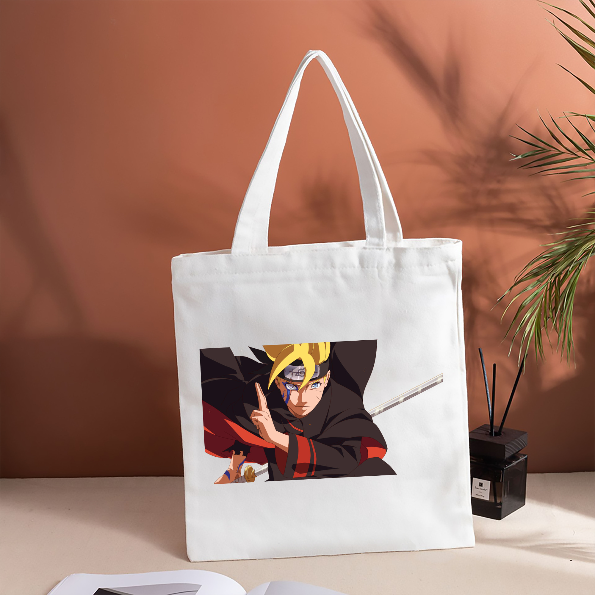 NARUTO -ナルト- うずまき ボルト Uzumaki Boruto 縦型キャンバス生地手提げバッグ　トートバッグ