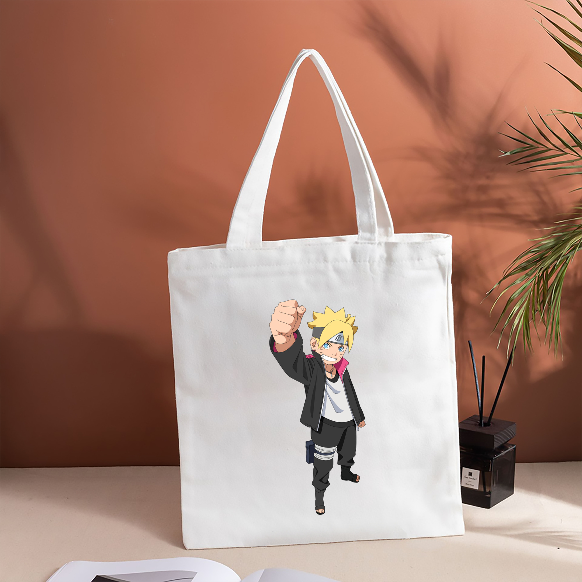 NARUTO -ナルト- うずまき ボルト Uzumaki Boruto 縦型キャンバス生地手提げバッグ　トートバッグ