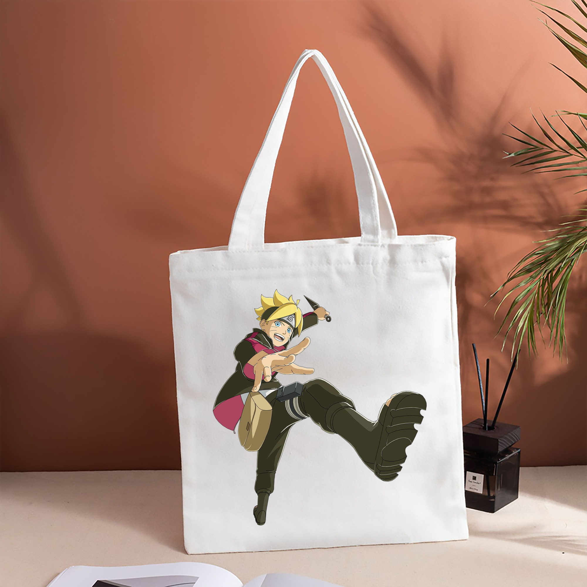NARUTO -ナルト- うずまき ボルト Uzumaki Boruto 縦型キャンバス生地手提げバッグ　トートバッグ