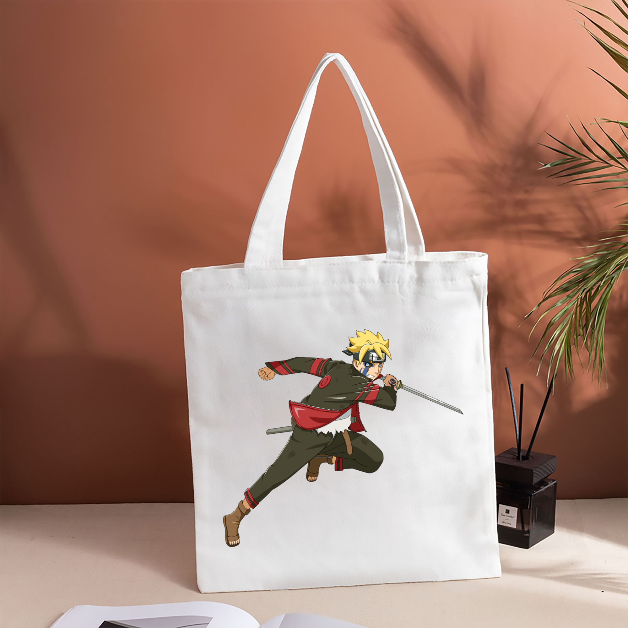 NARUTO -ナルト- うずまき ボルト Uzumaki Boruto 縦型キャンバス生地手提げバッグ　トートバッグ