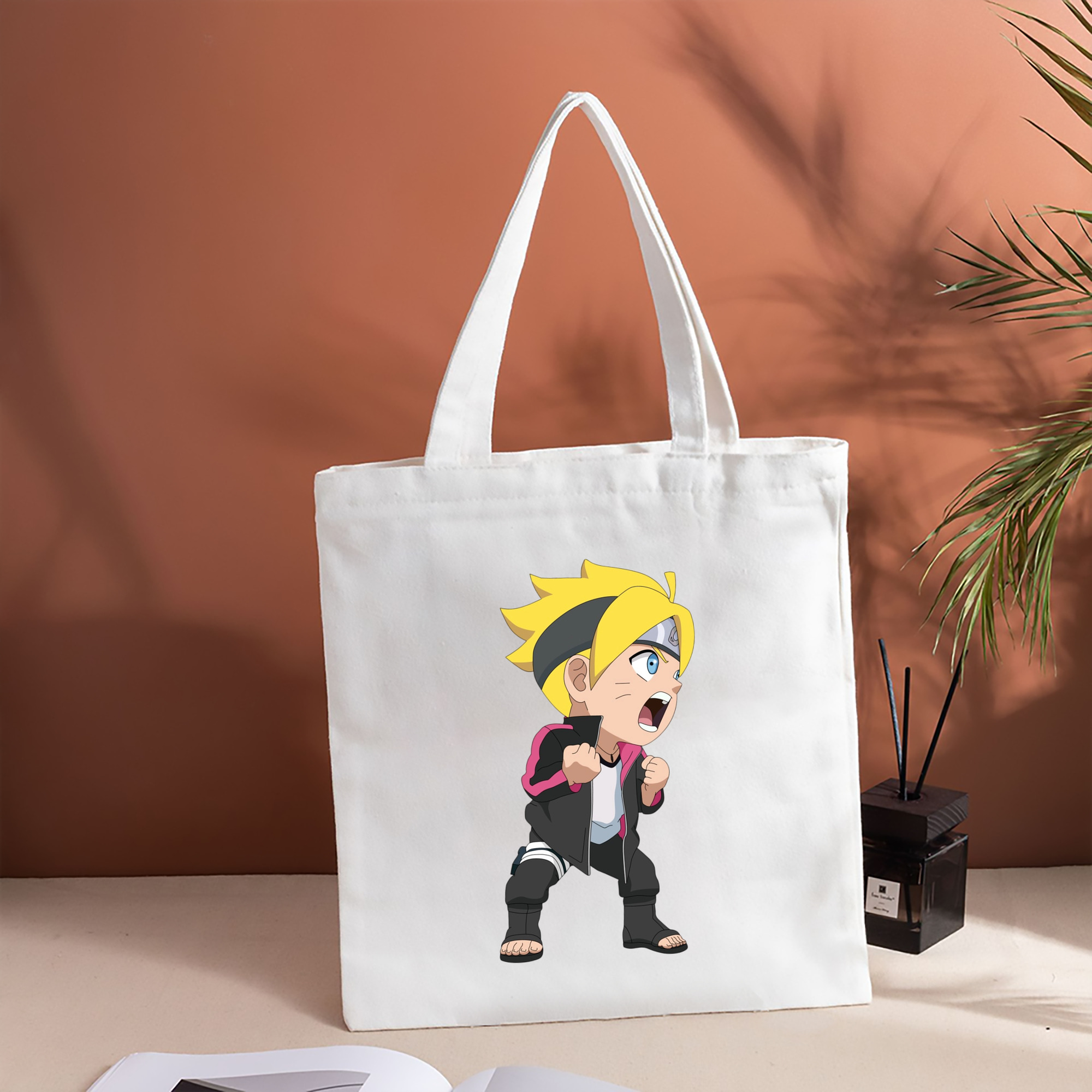 NARUTO -ナルト- うずまき ボルト Uzumaki Boruto 縦型キャンバス生地手提げバッグ　トートバッグ