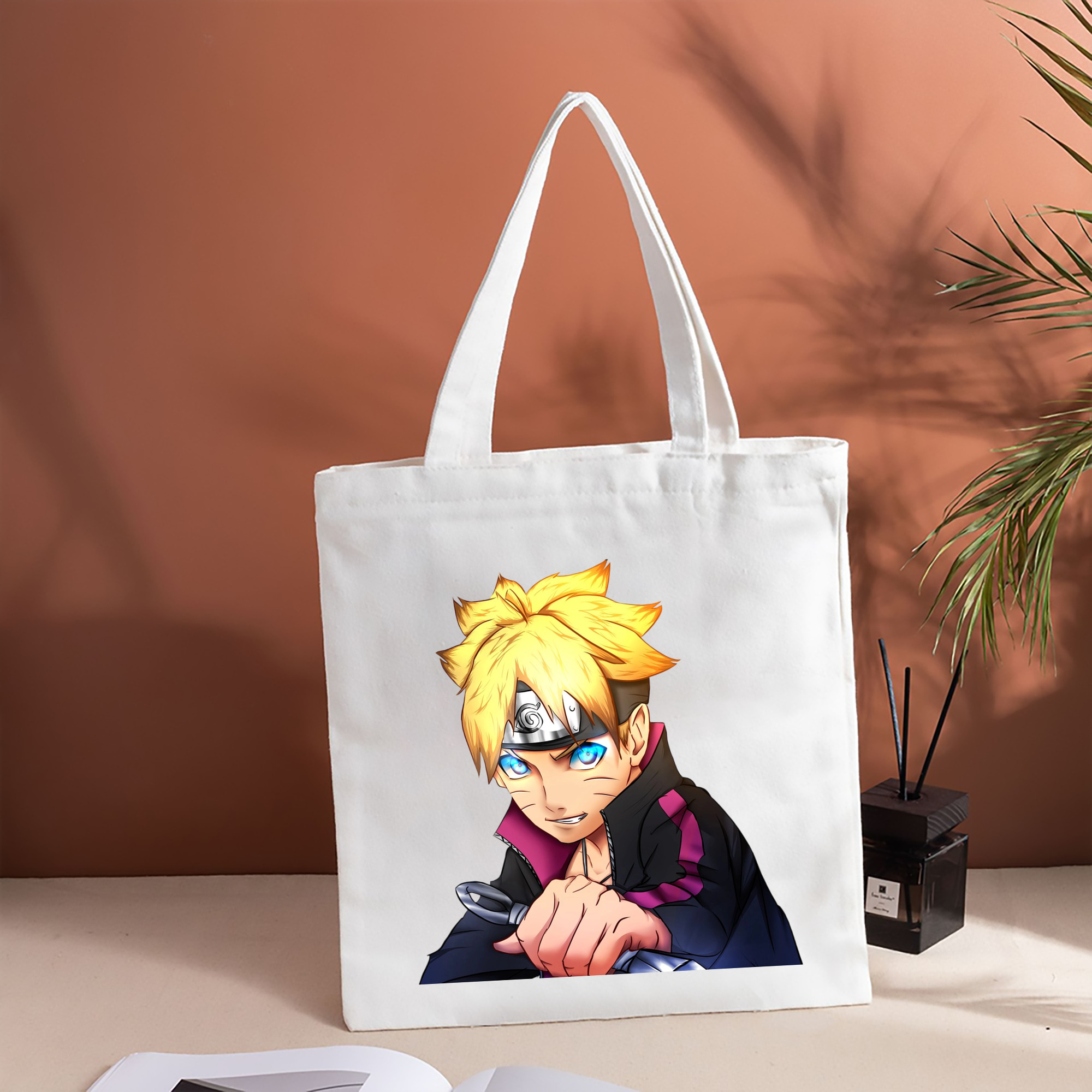 NARUTO -ナルト- うずまき ボルト Uzumaki Boruto 縦型キャンバス生地手提げバッグ　トートバッグ