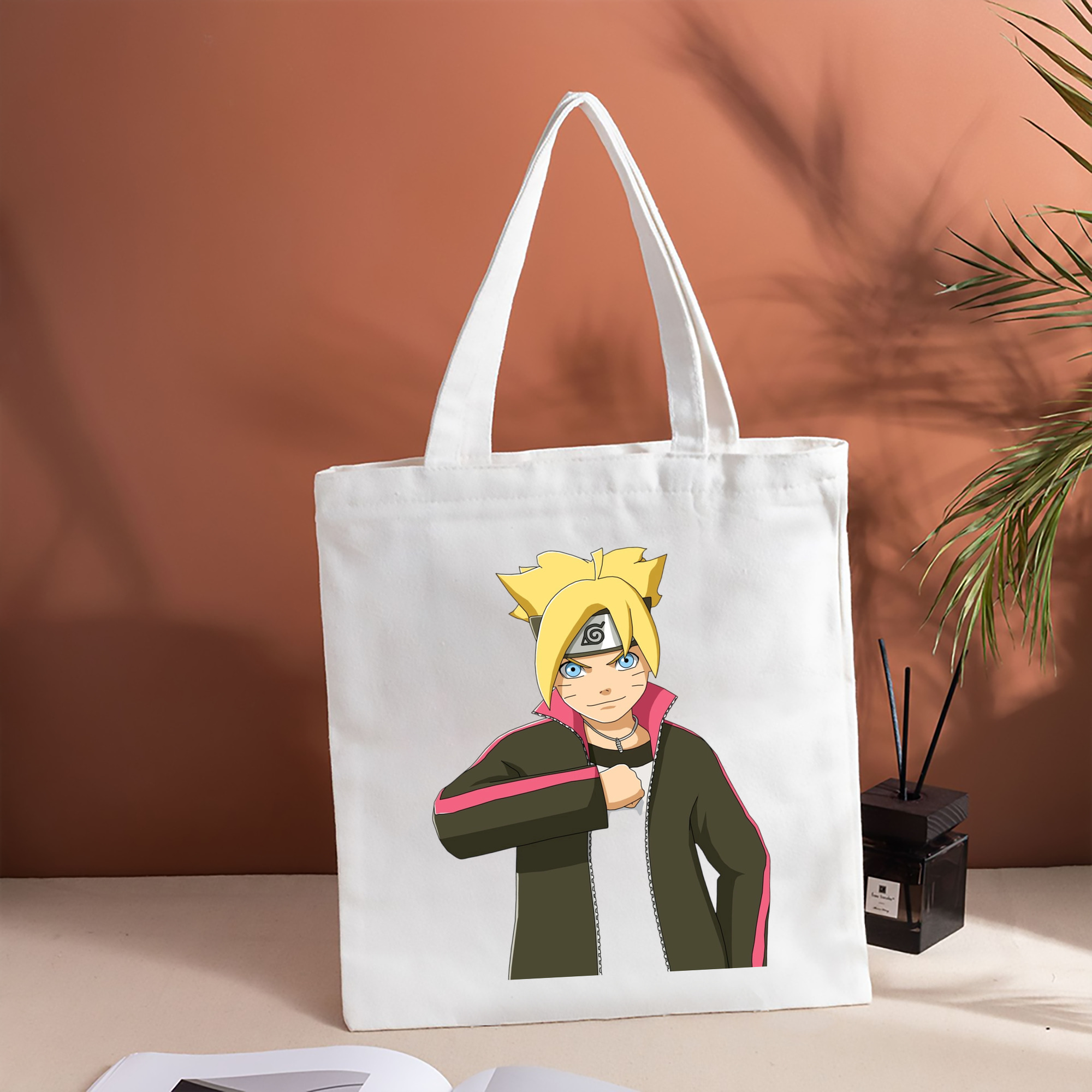 NARUTO -ナルト- うずまき ボルト Uzumaki Boruto 縦型キャンバス生地手提げバッグ　トートバッグ