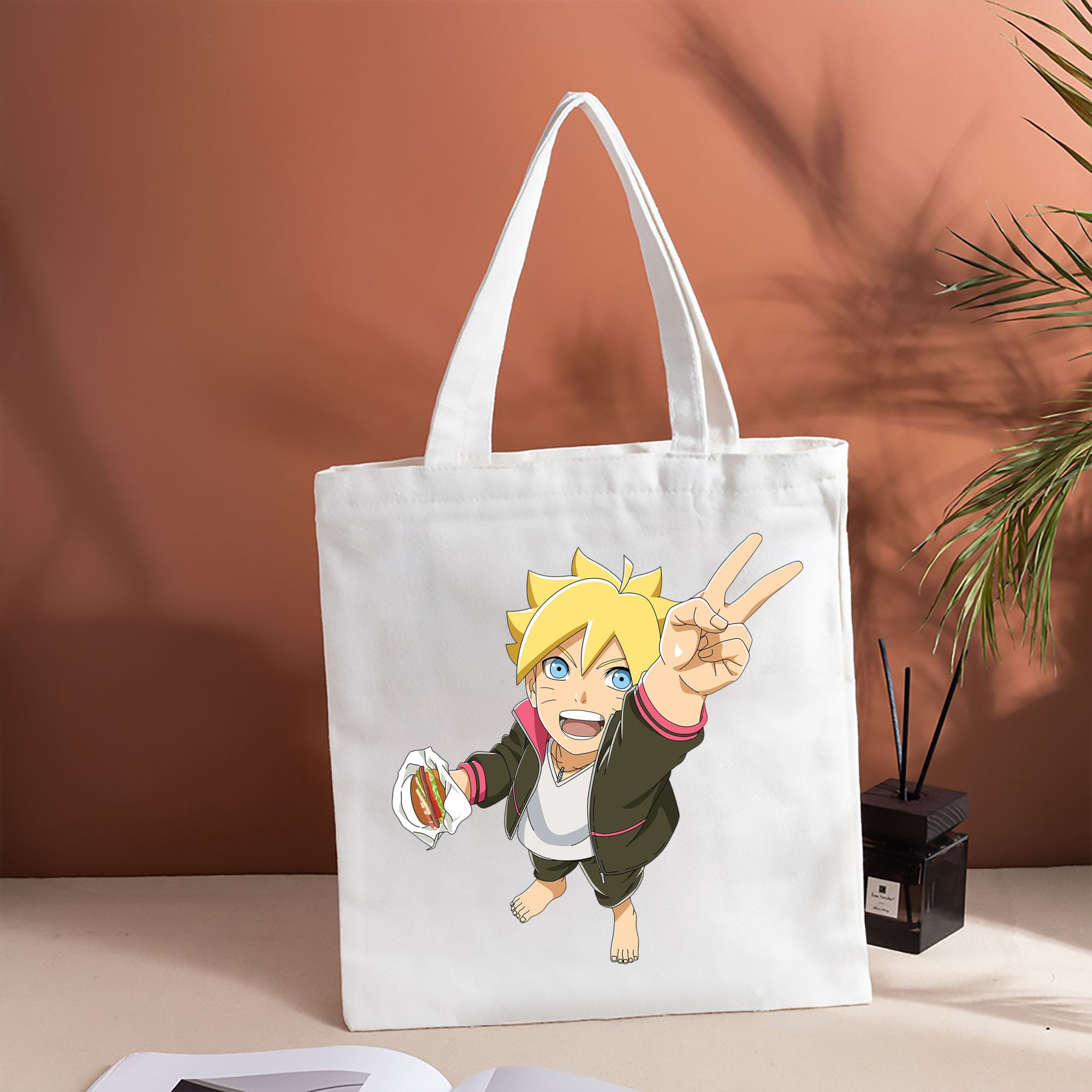 NARUTO -ナルト- うずまき ボルト Uzumaki Boruto 縦型キャンバス生地手提げバッグ　トートバッグ