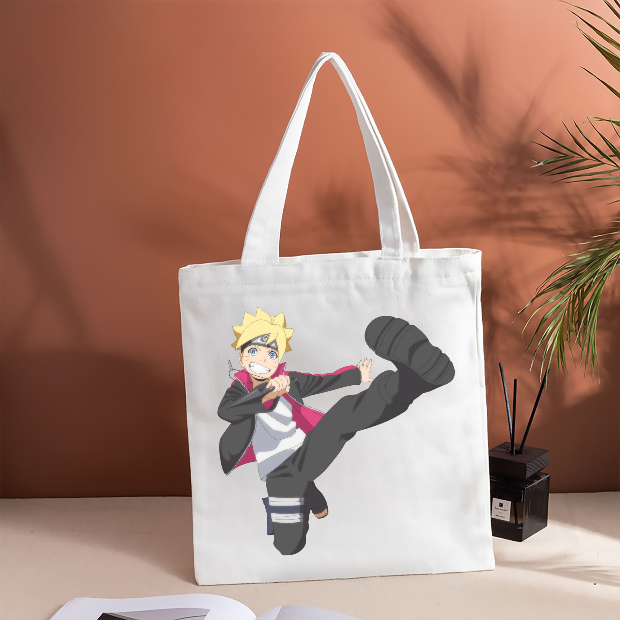 NARUTO -ナルト- うずまき ボルト Uzumaki Boruto 縦型キャンバス生地手提げバッグ　トートバッグ