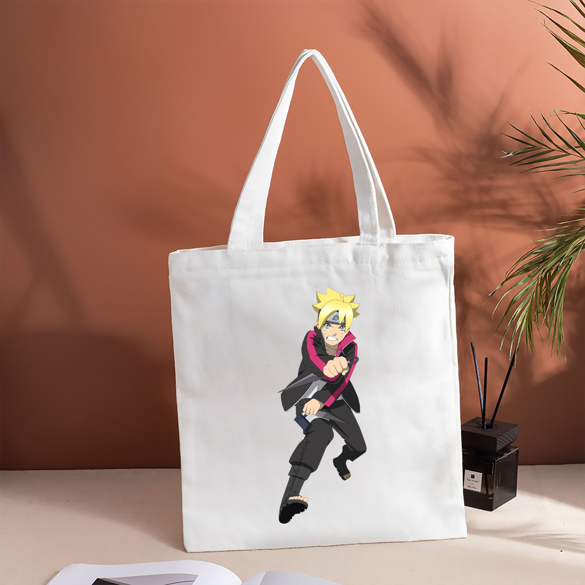 NARUTO -ナルト- うずまき ボルト Uzumaki Boruto 縦型キャンバス生地手提げバッグ　トートバッグ