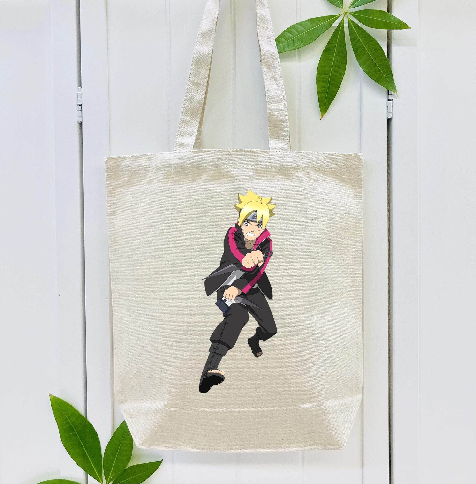 NARUTO -ナルト- うずまき ボルト Uzumaki Boruto 縦型キャンバス生地手提げバッグ　トートバッグ
