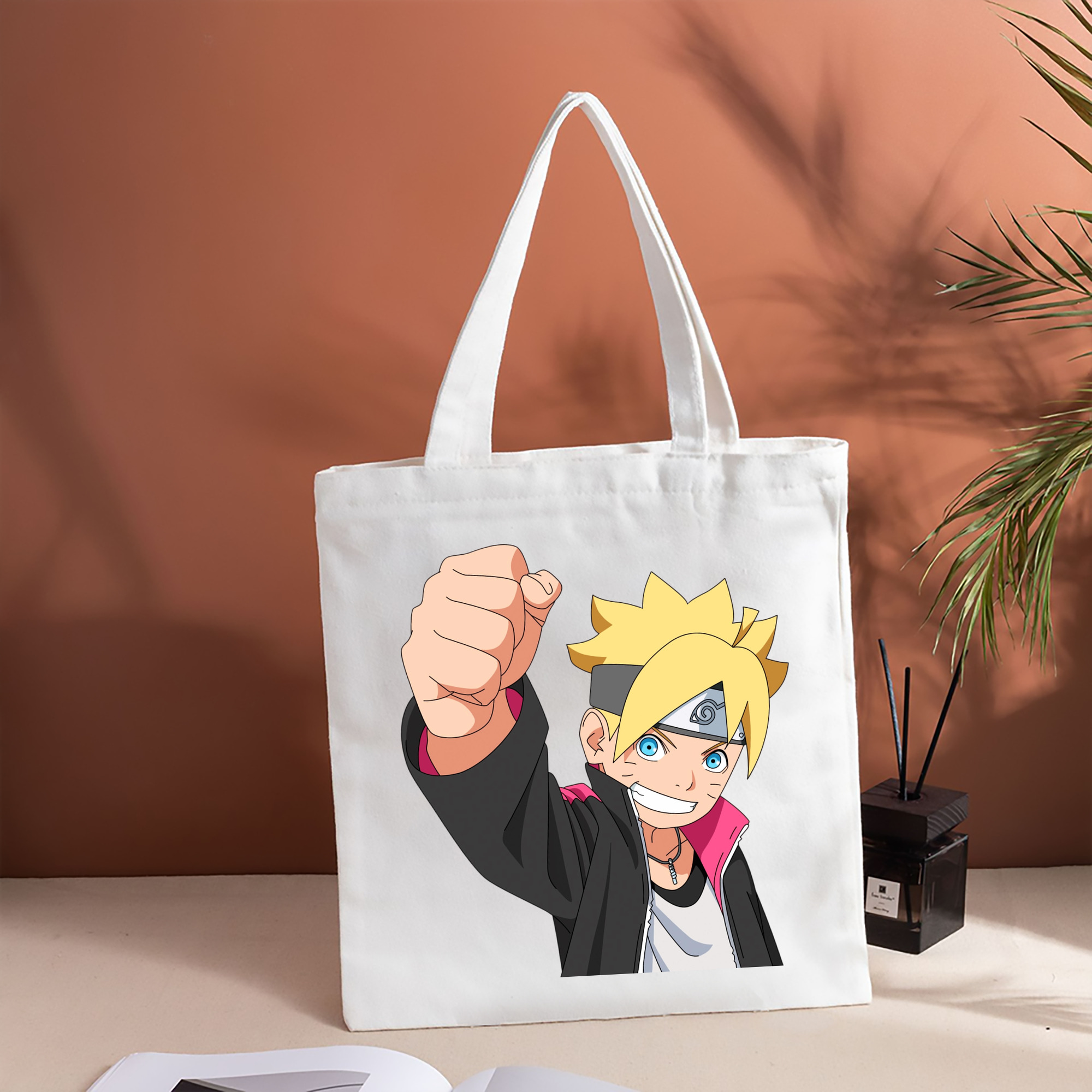 NARUTO -ナルト- うずまき ボルト Uzumaki Boruto 縦型キャンバス生地手提げバッグ　トートバッグ