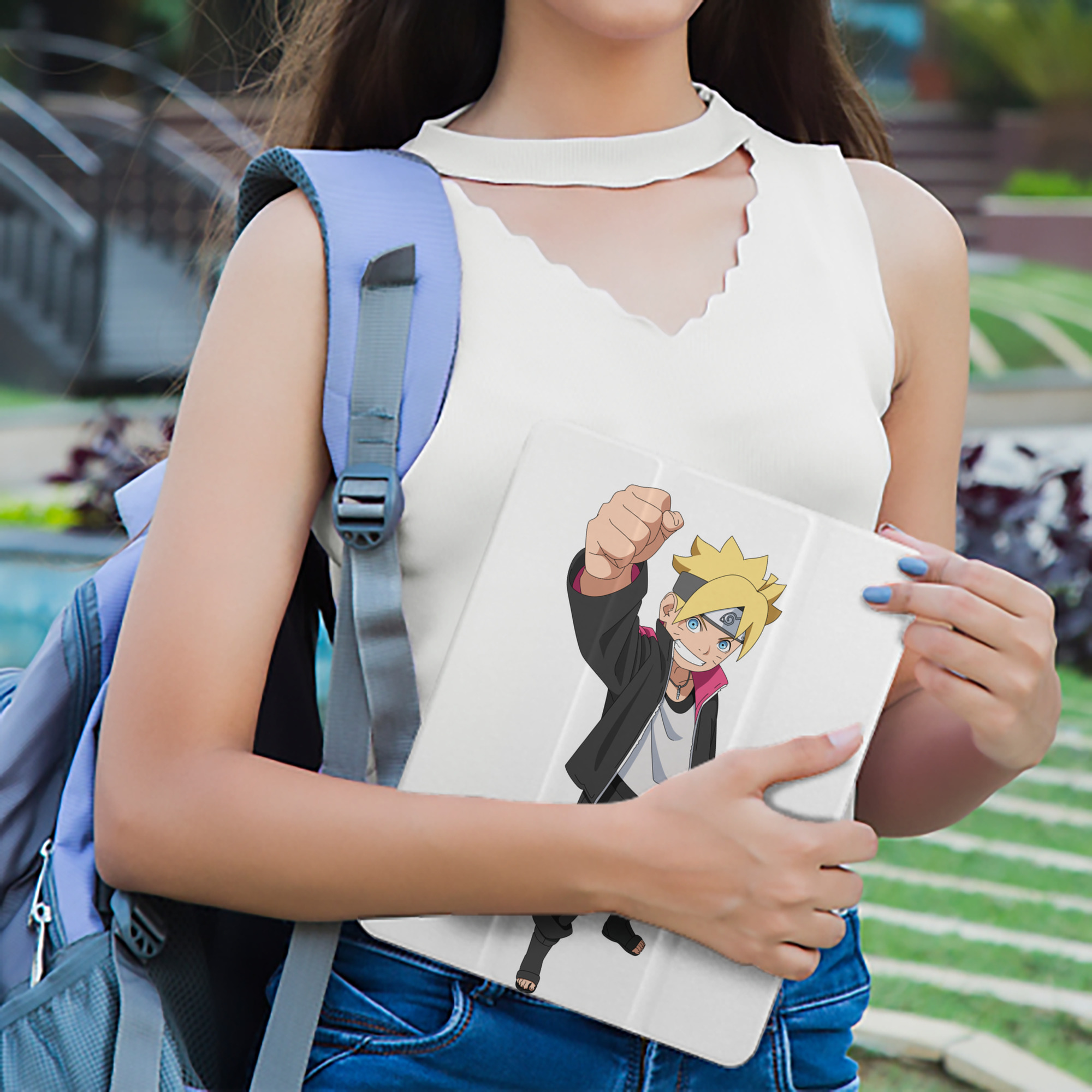 NARUTO -ナルト- うずまき ボルト Uzumaki Boruto IPad ケース ペン収納付き 三つ折りスタンド PUレザー×シリコン 対応機種9.5/10.5/10.9インチ