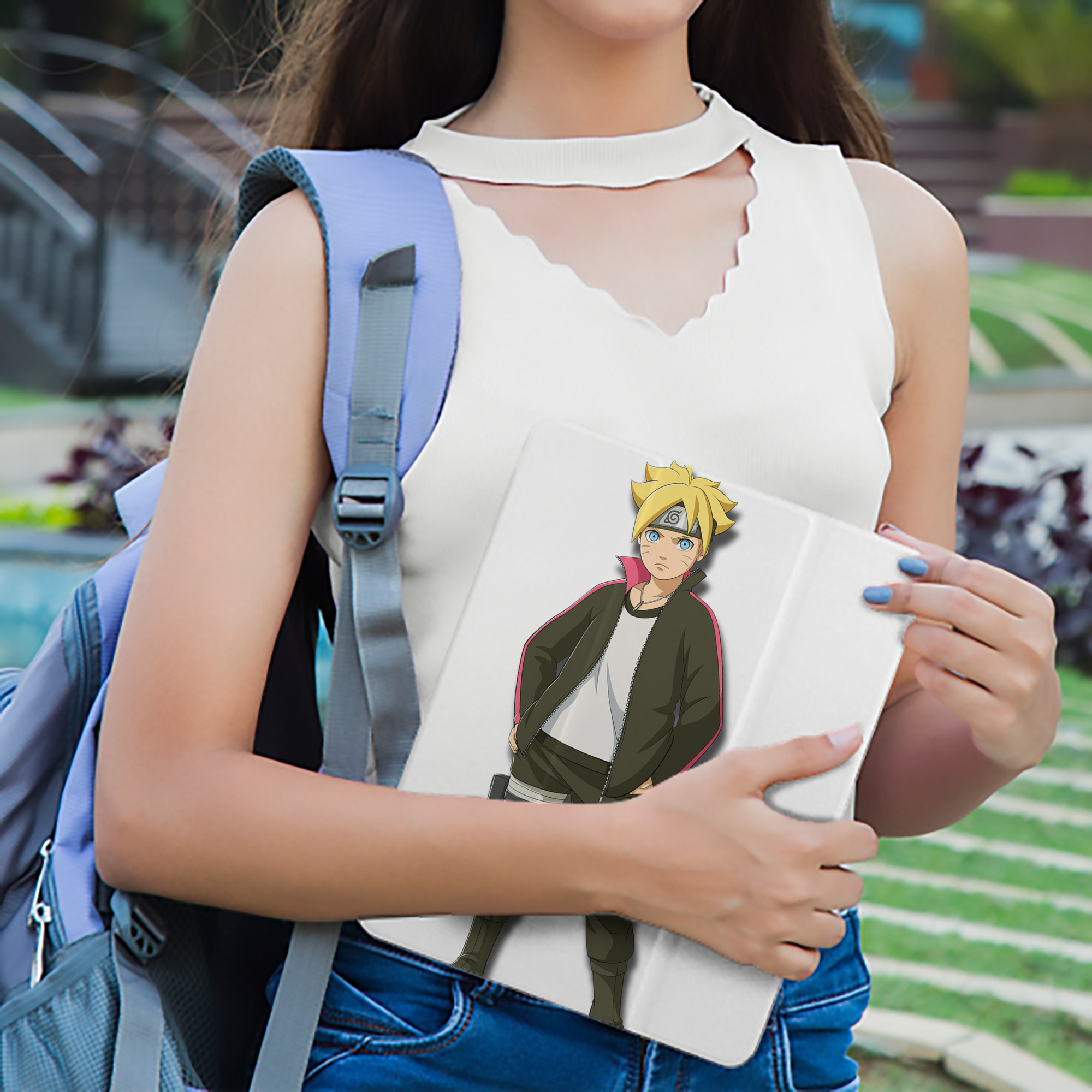 NARUTO -ナルト- うずまき ボルト Uzumaki Boruto IPad ケース ペン収納付き 三つ折りスタンド PUレザー×シリコン 対応機種9.5/10.5/10.9インチ