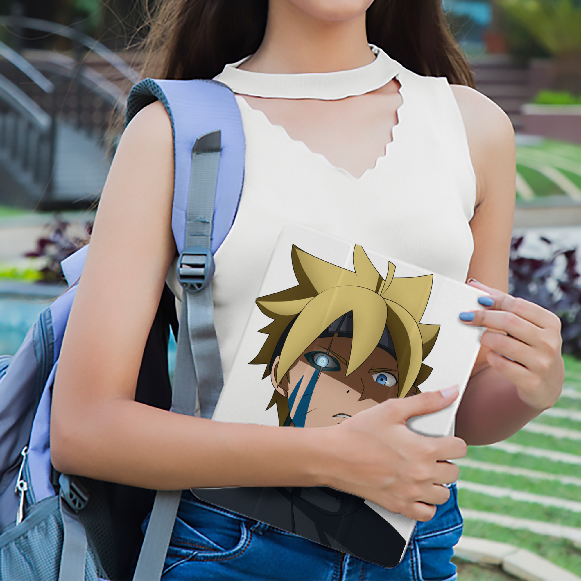 NARUTO -ナルト- うずまき ボルト Uzumaki Boruto IPad ケース ペン収納付き 三つ折りスタンド PUレザー×シリコン 対応機種9.5/10.5/10.9インチ