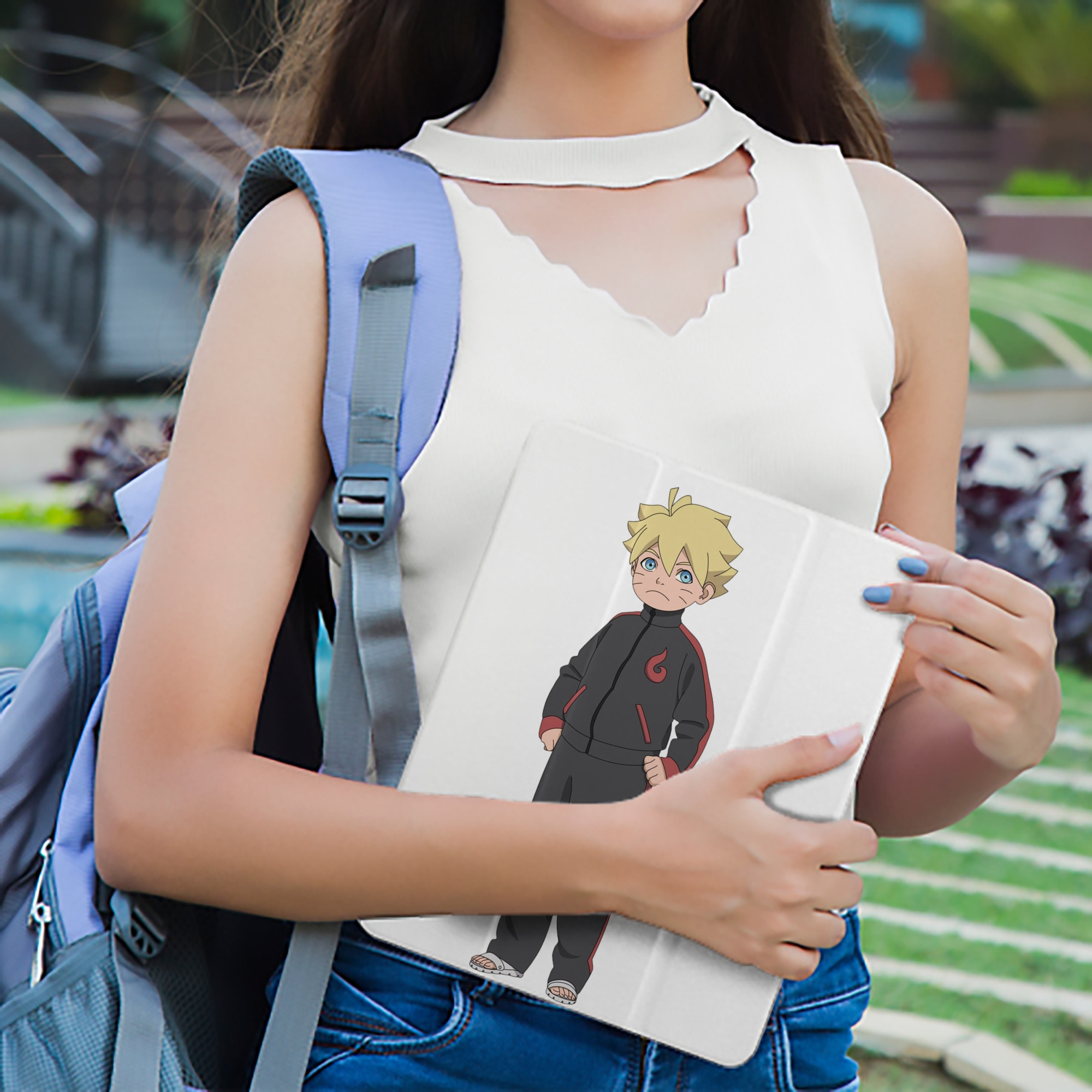 NARUTO -ナルト- うずまき ボルト Uzumaki Boruto IPad ケース ペン収納付き 三つ折りスタンド PUレザー×シリコン 対応機種9.5/10.5/10.9インチ