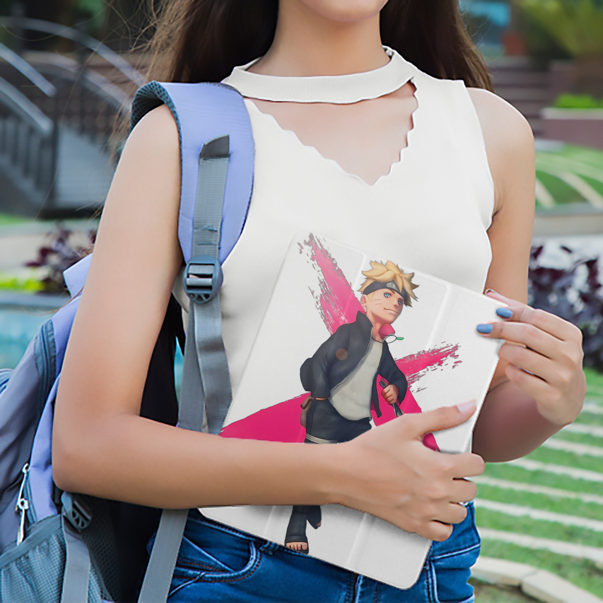 NARUTO -ナルト- うずまき ボルト Uzumaki Boruto IPad ケース ペン収納付き 三つ折りスタンド PUレザー×シリコン 対応機種9.5/10.5/10.9インチ