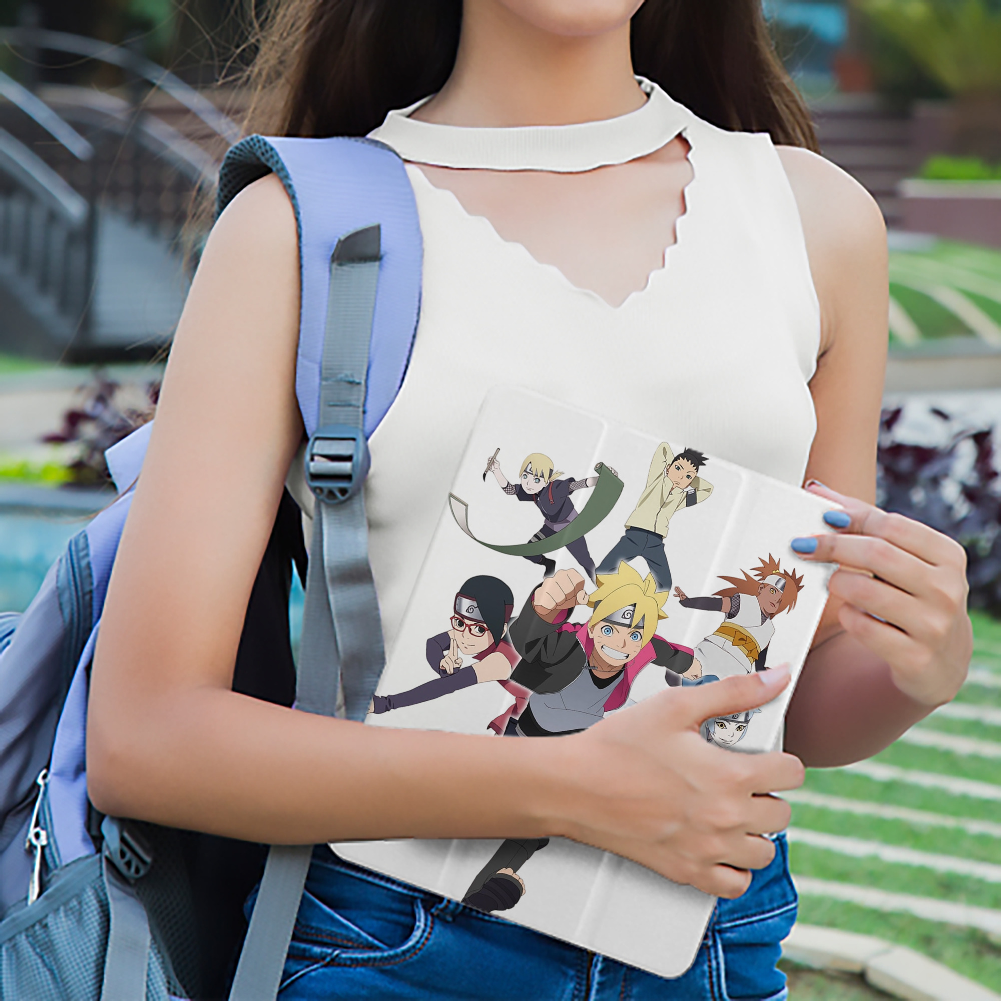 NARUTO -ナルト- うずまき ボルト Uzumaki Boruto IPad ケース ペン収納付き 三つ折りスタンド PUレザー×シリコン 対応機種9.5/10.5/10.9インチ