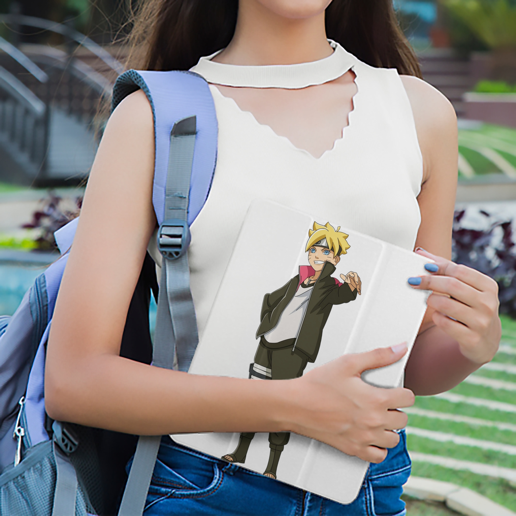 NARUTO -ナルト- うずまき ボルト Uzumaki Boruto IPad ケース ペン収納付き 三つ折りスタンド PUレザー×シリコン 対応機種9.5/10.5/10.9インチ
