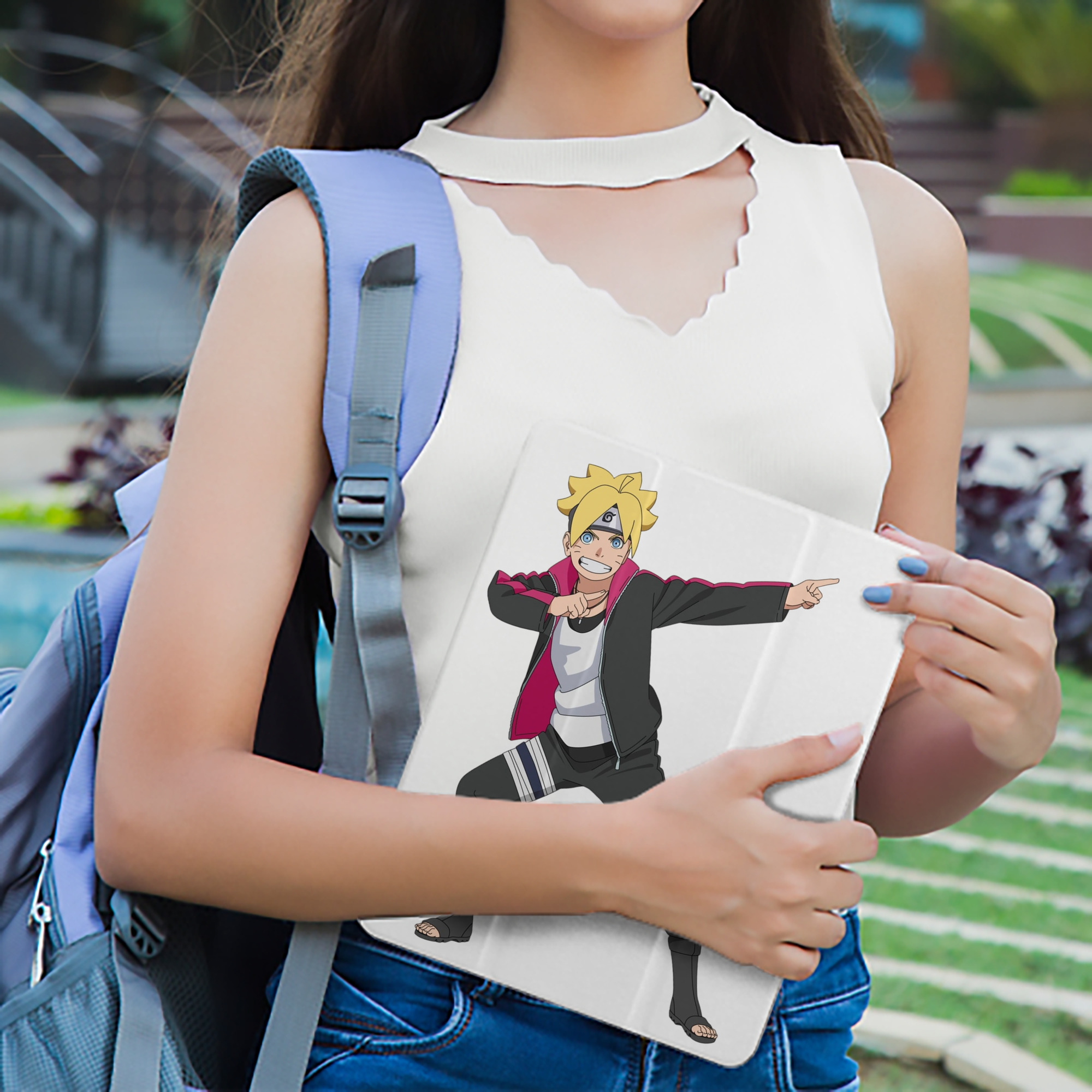 NARUTO -ナルト- うずまき ボルト Uzumaki Boruto IPad ケース ペン収納付き 三つ折りスタンド PUレザー×シリコン 対応機種9.5/10.5/10.9インチ