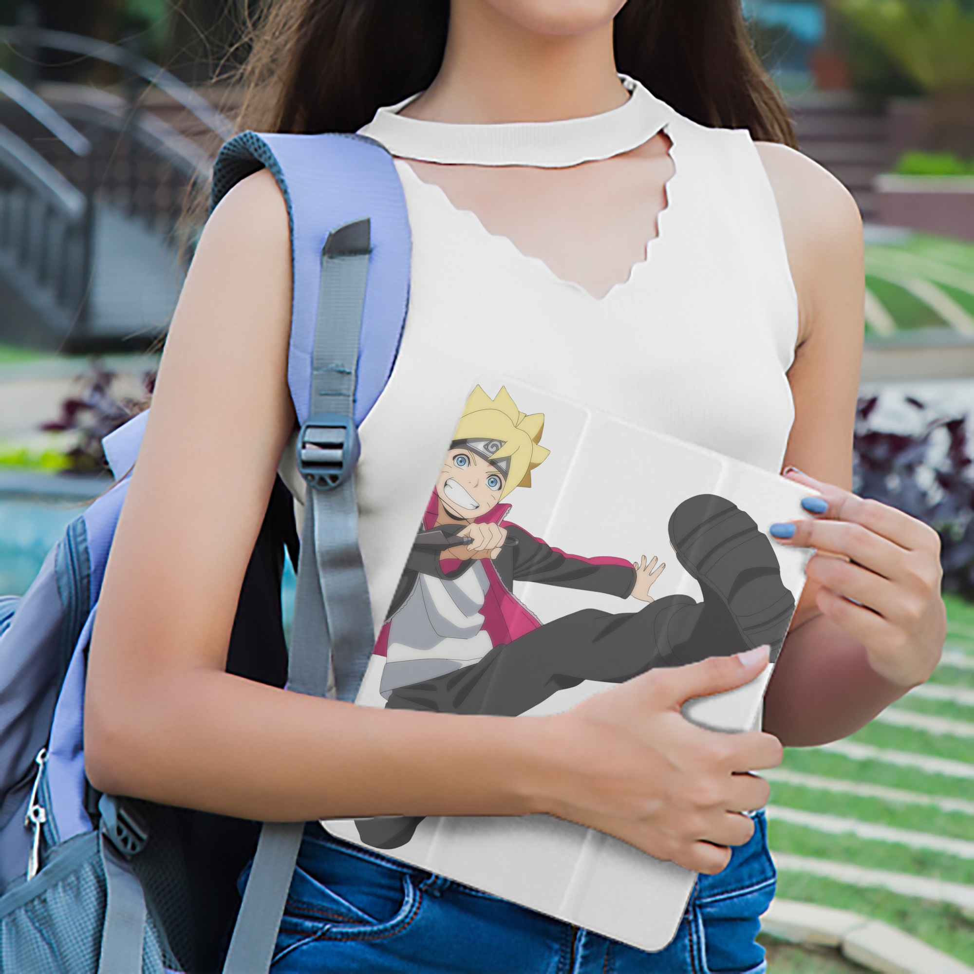 NARUTO -ナルト- うずまき ボルト Uzumaki Boruto IPad ケース ペン収納付き 三つ折りスタンド PUレザー×シリコン 対応機種9.5/10.5/10.9インチ