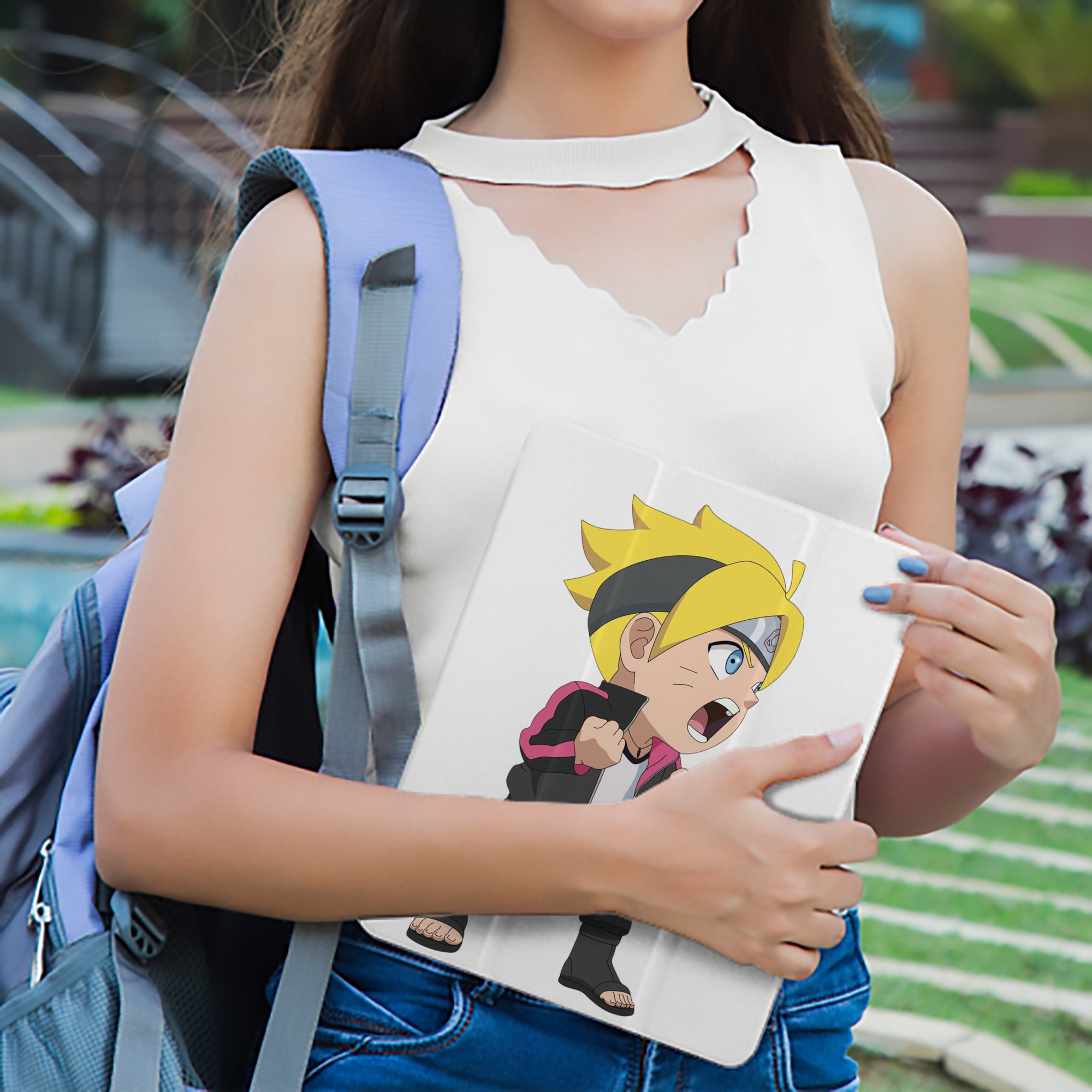 NARUTO -ナルト- うずまき ボルト Uzumaki Boruto IPad ケース ペン収納付き 三つ折りスタンド PUレザー×シリコン 対応機種9.5/10.5/10.9インチ
