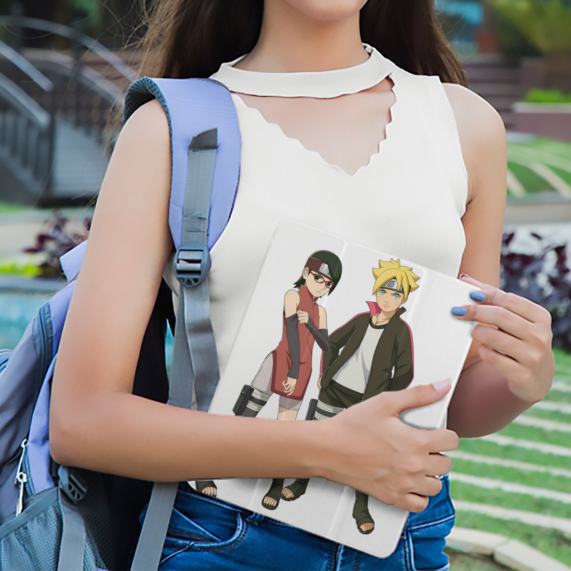 NARUTO -ナルト- うずまき ボルト Uzumaki Boruto IPad ケース ペン収納付き 三つ折りスタンド PUレザー×シリコン 対応機種9.5/10.5/10.9インチ