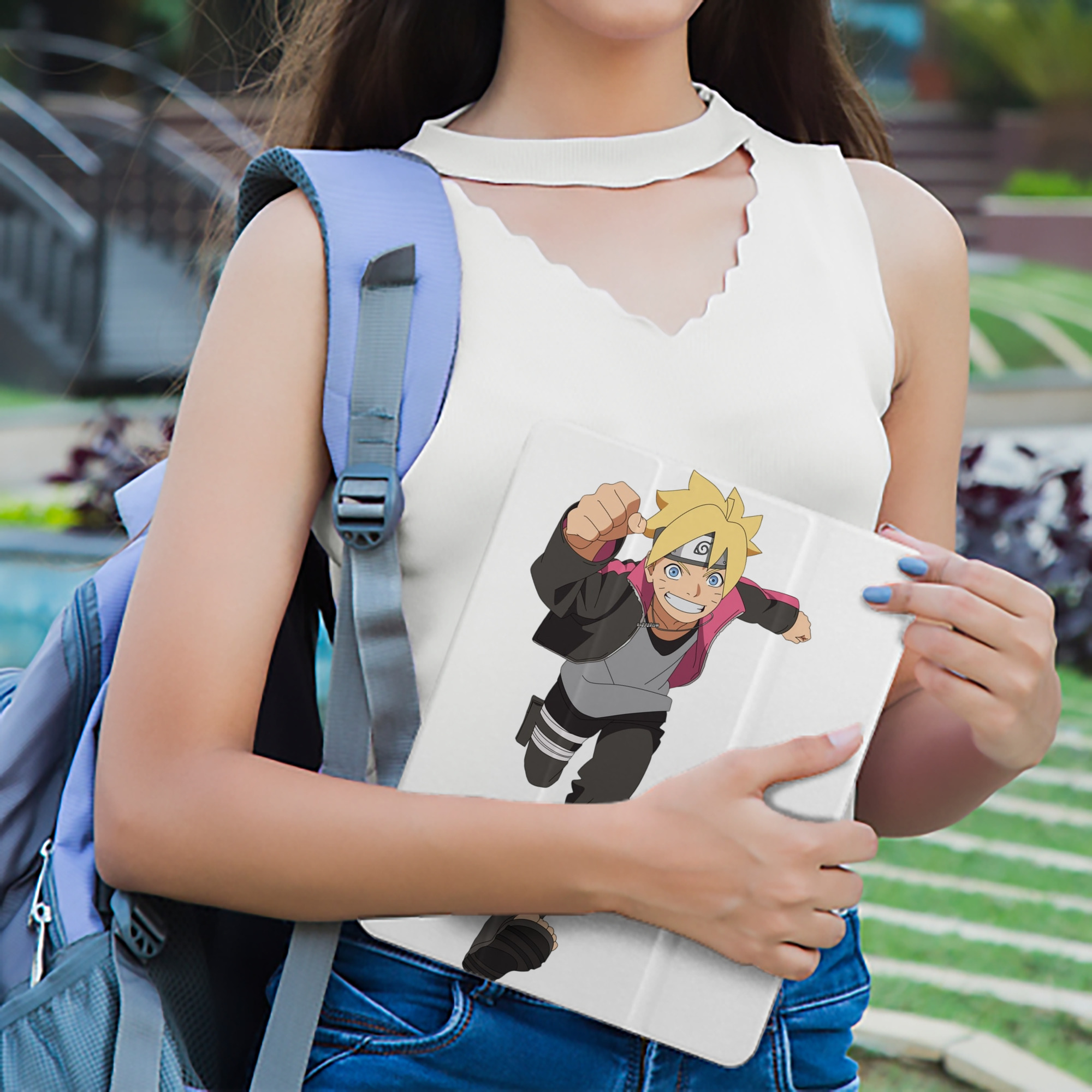NARUTO -ナルト- うずまき ボルト Uzumaki Boruto IPad ケース ペン収納付き 三つ折りスタンド PUレザー×シリコン 対応機種9.5/10.5/10.9インチ