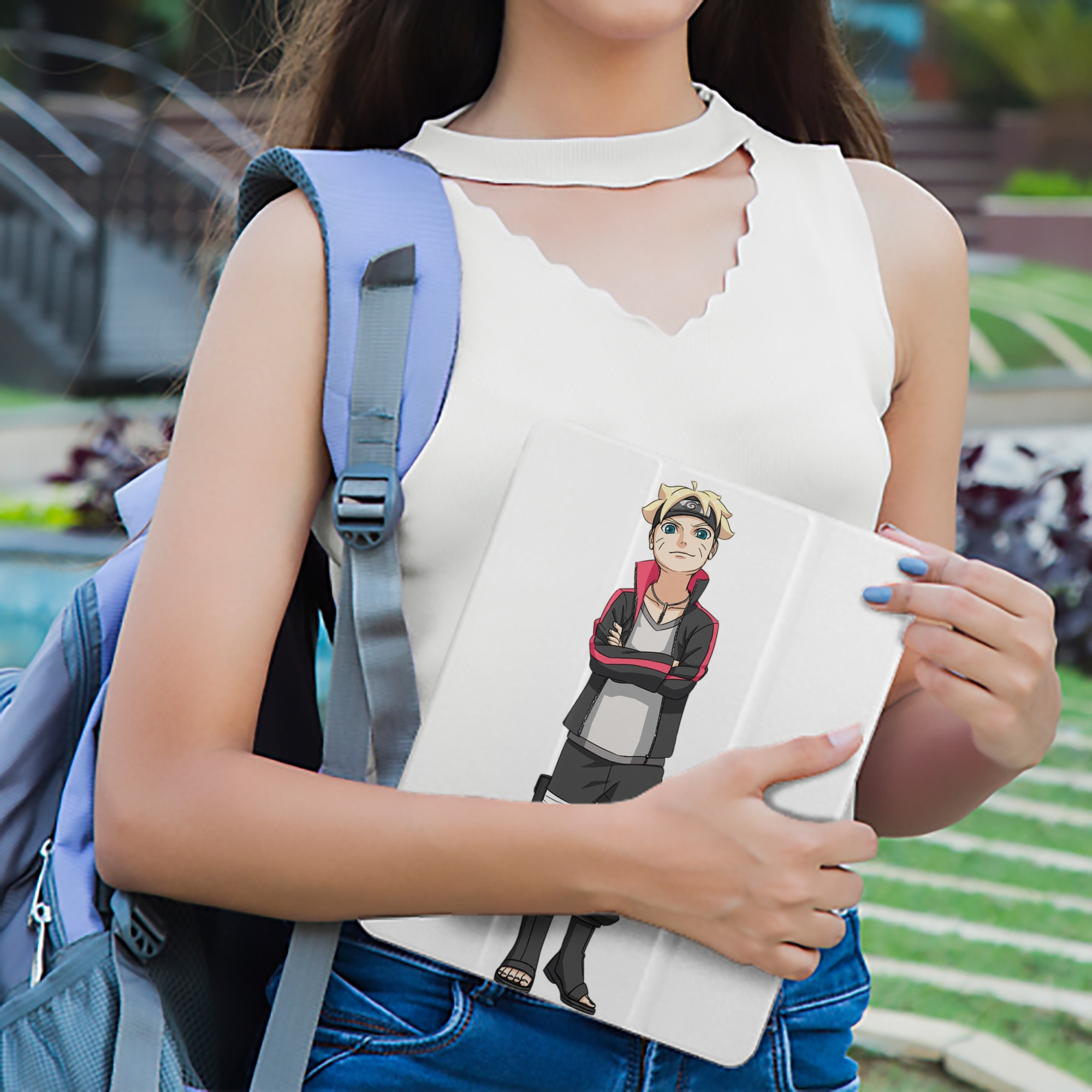 NARUTO -ナルト- うずまき ボルト Uzumaki Boruto IPad ケース ペン収納付き 三つ折りスタンド PUレザー×シリコン 対応機種9.5/10.5/10.9インチ