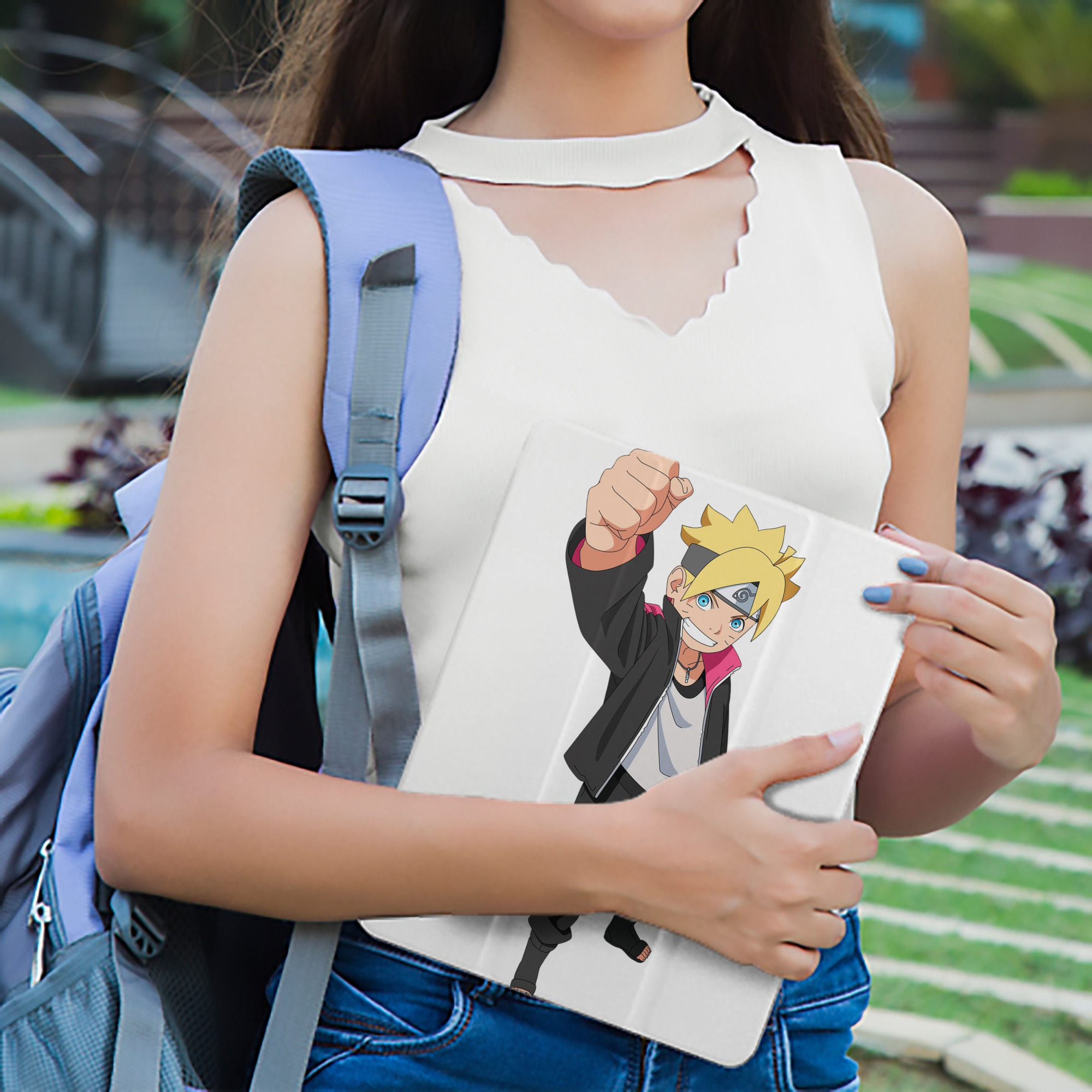NARUTO -ナルト- うずまき ボルト Uzumaki Boruto IPad ケース ペン収納付き 三つ折りスタンド PUレザー×シリコン 対応機種9.5/10.5/10.9インチ
