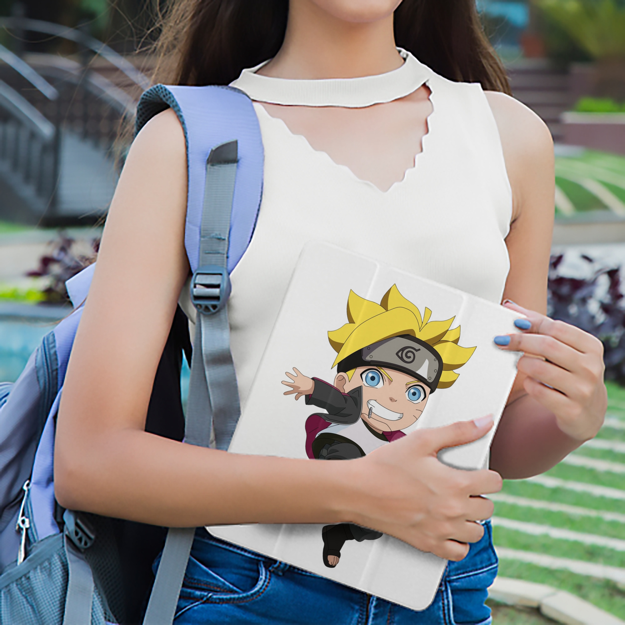 NARUTO -ナルト- うずまき ボルト Uzumaki Boruto IPad ケース ペン収納付き 三つ折りスタンド PUレザー×シリコン 対応機種9.5/10.5/10.9インチ