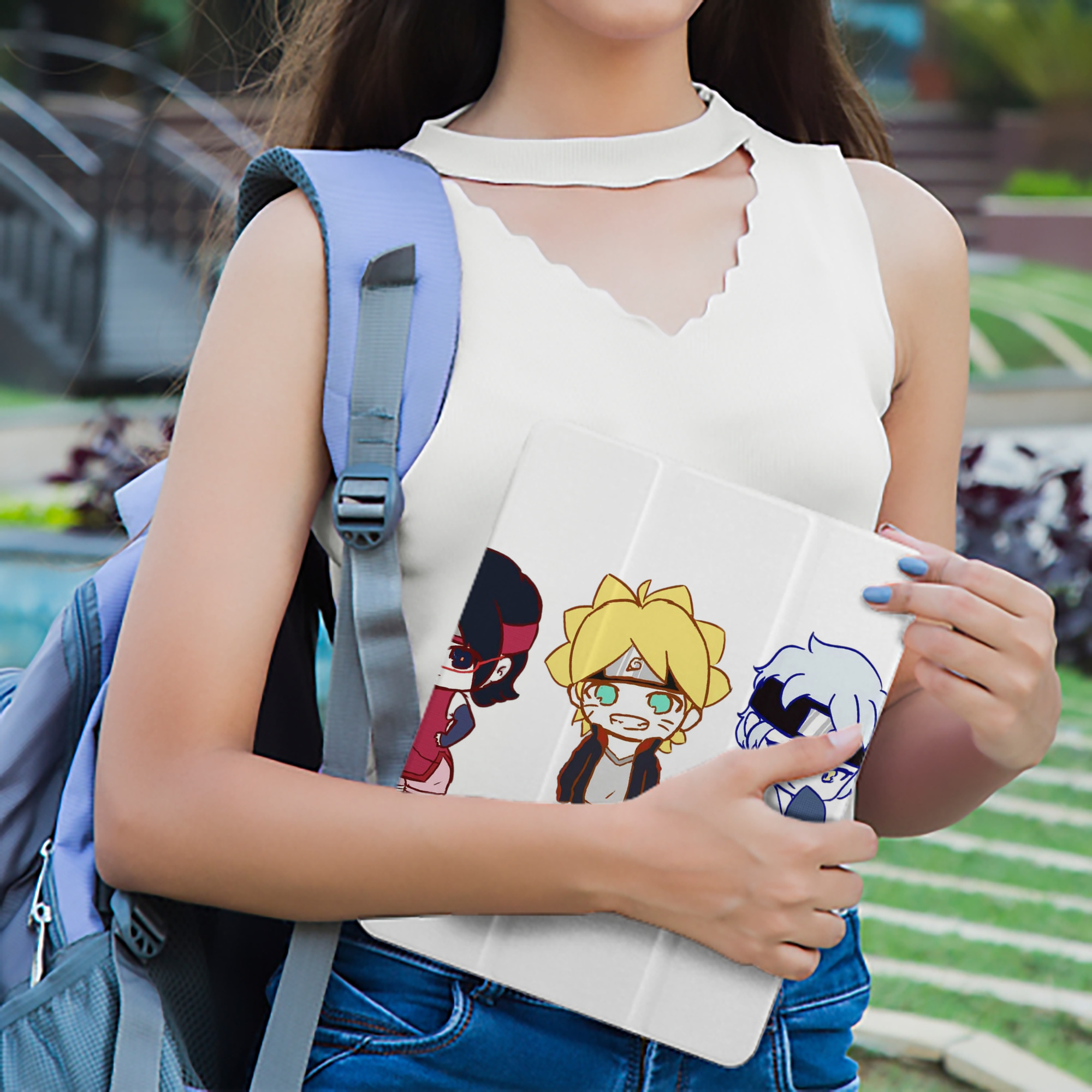 NARUTO -ナルト- うずまき ボルト Uzumaki Boruto IPad ケース ペン収納付き 三つ折りスタンド PUレザー×シリコン 対応機種9.5/10.5/10.9インチ